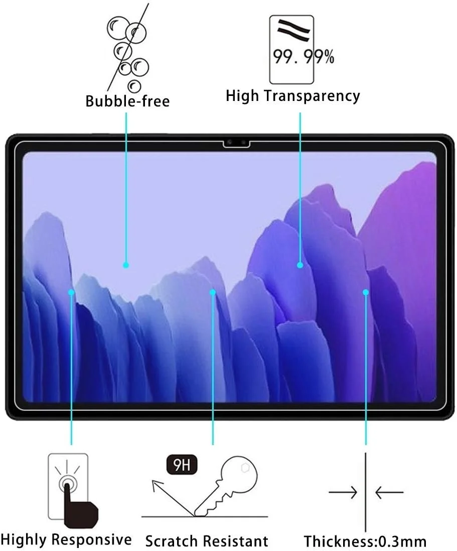 محافظ صفحه نمایش شیشه ای تبلت CHENCHUAN برای Samsung Galaxy Tab A7 T500، دو عدد، شیشه حرارت دیده 9H HD ضد انفجار محافظ صفحه نمایش شیشه ای تبلت CHENCHUAN برای Samsung Galaxy Tab A7 T500، دو عدد، شیشه حرارت دیده 9H HD ضد انفجار