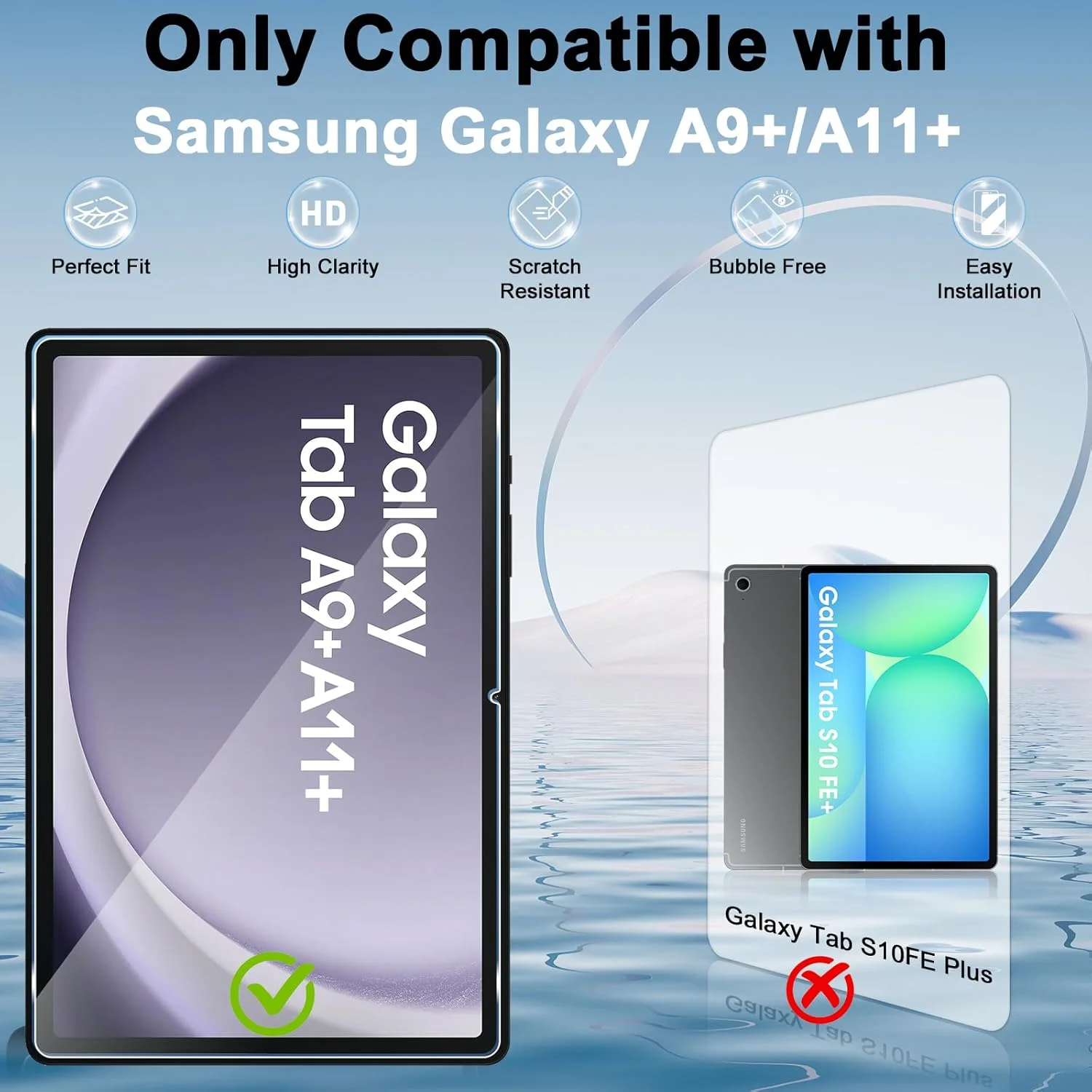 محافظ صفحه نمایش ELYCO سازگار با تبلت سامسونگ گلکسی Tab A11 Plus/A11+/A9 Plus/A9+، 2 عدد شیشه حرارت دیده + 2 عدد محافظ دوربین، سختی 9H، ضد خش، Ultra HD محافظ صفحه نمایش ELYCO سازگار با تبلت سامسونگ گلکسی Tab A11 Plus/A11+/A9 Plus/A9+، 2 عدد شیشه حرارت دیده + 2 عدد محافظ دوربین، سختی 9H، ضد خش، Ultra HD