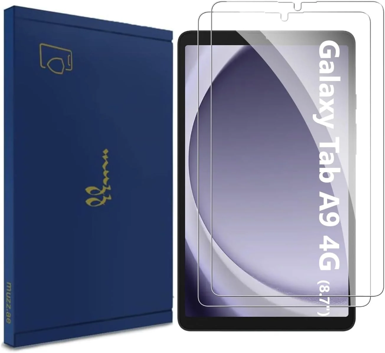 محافظ صفحه نمایش شیشه ای Muzz، بسته 2 عددی، سازگار با تبلت سامسونگ گلکسی تب A9 4G مدل 2023، فیلم شفاف، ضد خش، سختی 9H، نصب آسان (SM-X110/ SM-X115) (گلکسی تب A9 4G 8.7 اینچ)
