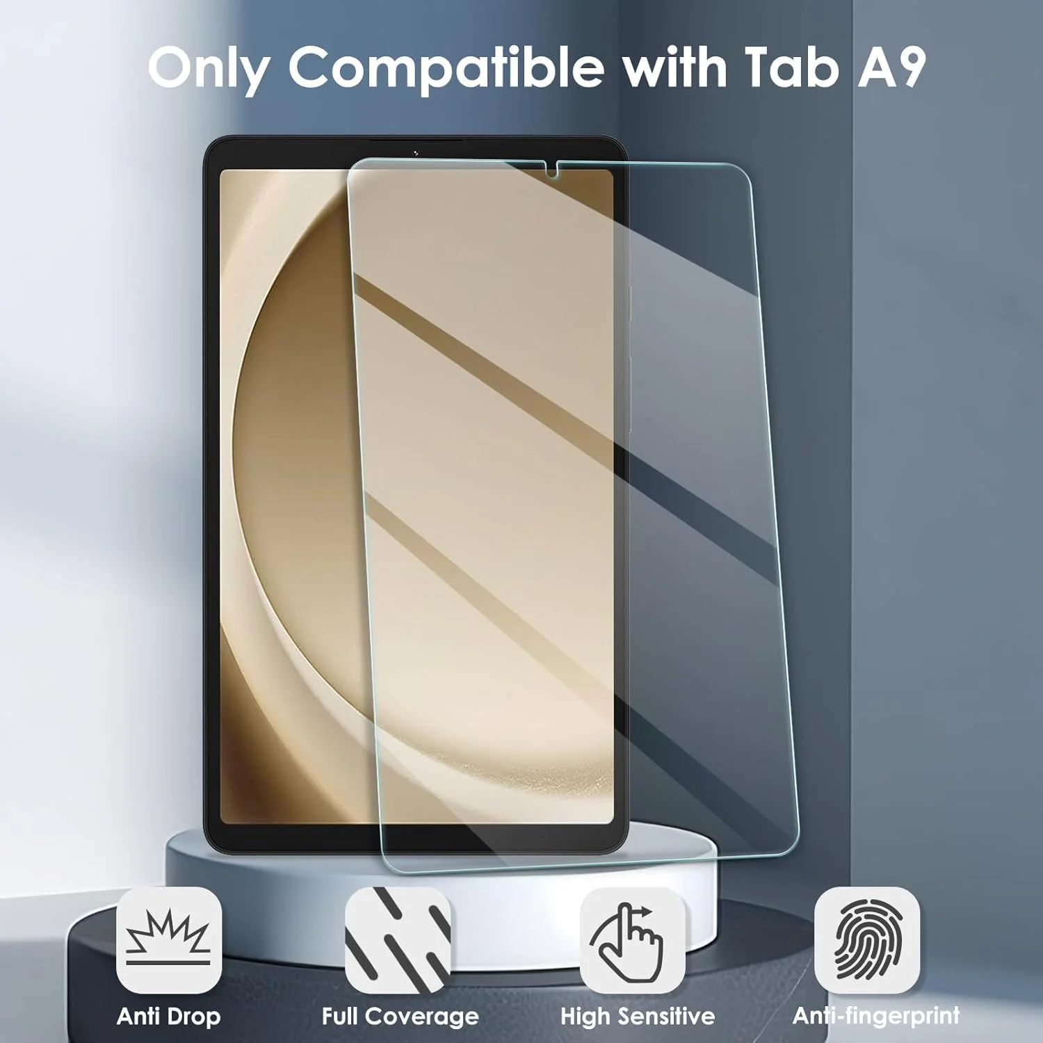 محافظ صفحه نمایش شیشه ای Muzz، بسته 2 عددی، سازگار با تبلت سامسونگ گلکسی تب A9 4G مدل 2023، فیلم شفاف، ضد خش، سختی 9H، نصب آسان (SM-X110/ SM-X115) (گلکسی تب A9 4G 8.7 اینچ)