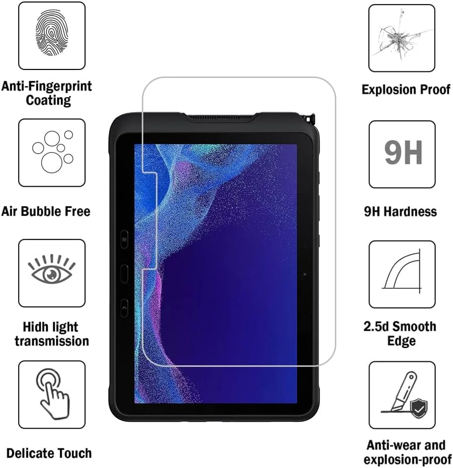 محافظ صفحه نمایش Shunwige برای Samsung Galaxy Tab Active4 Pro/Tab Active Pro 10.1 SM-T540/T545/T547، فیلم شیشه ای حرارت دیده، ضد خش، بدون حباب، کیفیت بالا (2 عدد) محافظ صفحه نمایش Shunwige برای Samsung Galaxy Tab Active4 Pro/Tab Active Pro 10.1 SM-T540/T545/T547، فیلم شیشه ای حرارت دیده، ضد خش، بدون حباب، کیفیت بالا (2 عدد)