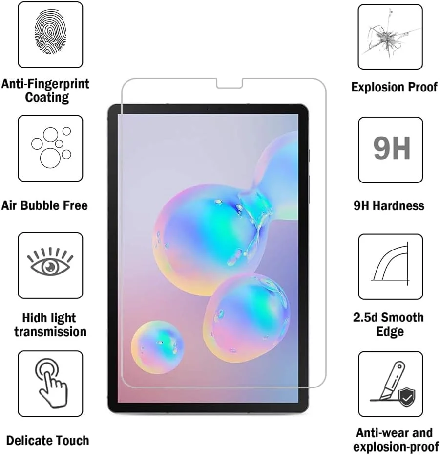 محافظ صفحه نمایش HYGMOCC برای Samsung Galaxy Tab S5e / Tab S6 (10.5 اینچ) فیلم شیشه ای حرارت دیده ضد خش، بدون حباب، کیفیت بالا (2 عدد) محافظ صفحه نمایش HYGMOCC برای Samsung Galaxy Tab S5e / Tab S6 (10.5 اینچ) فیلم شیشه ای حرارت دیده ضد خش، بدون حباب، کیفیت بالا (2 عدد)