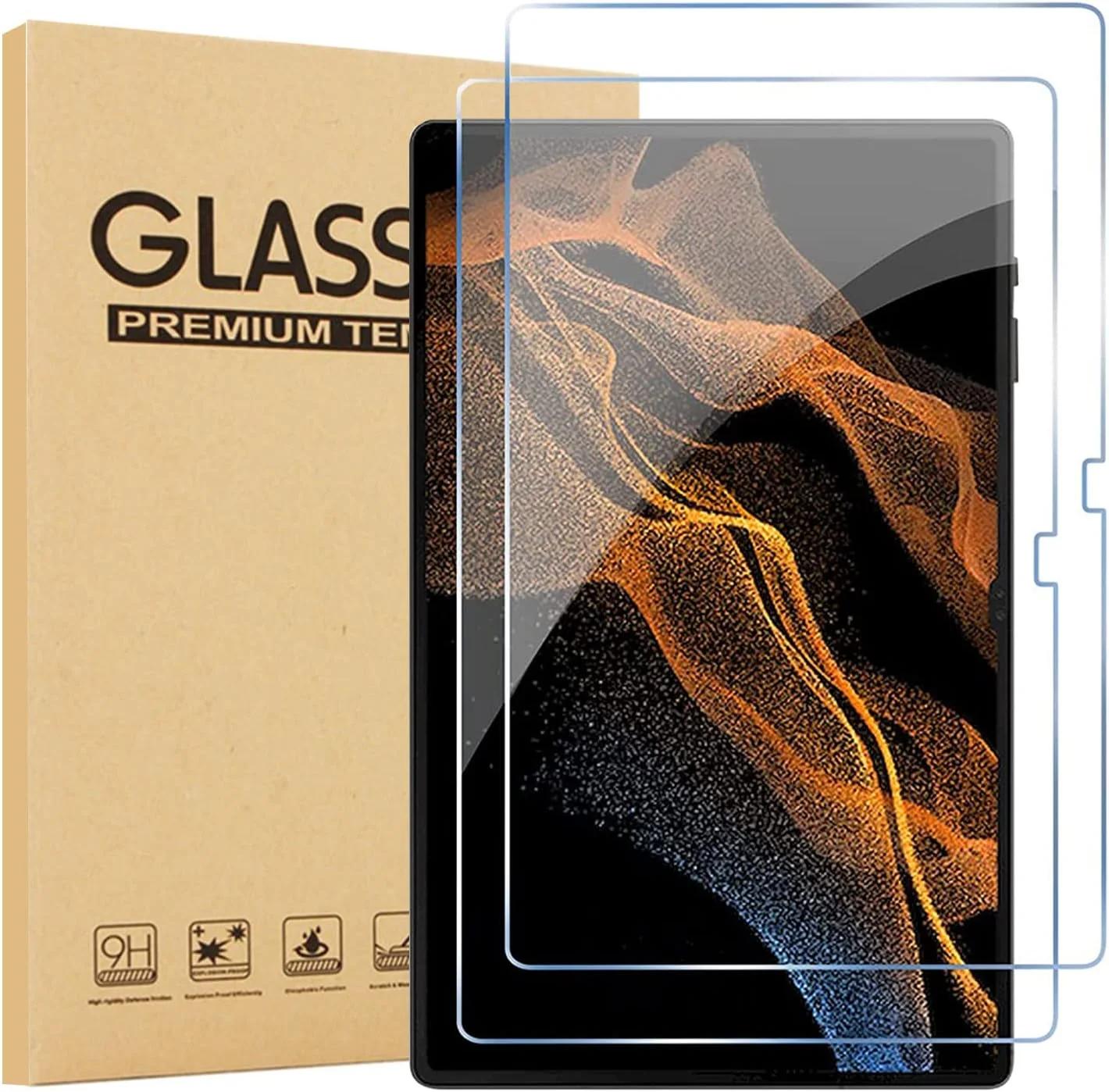 محافظ صفحه نمایش [بسته 2 عددی] EPIC GADGET برای تبلت سامسونگ گلکسی تب S8 Ultra 14.6 اینچی (-X900/X906)، فیلم محافظ صفحه نمایش شیشه ای حرارت دیده شفاف HD با سختی 9H برای تبلت گلکسی تب S8 Ultra (عرضه شده در سال 2022)