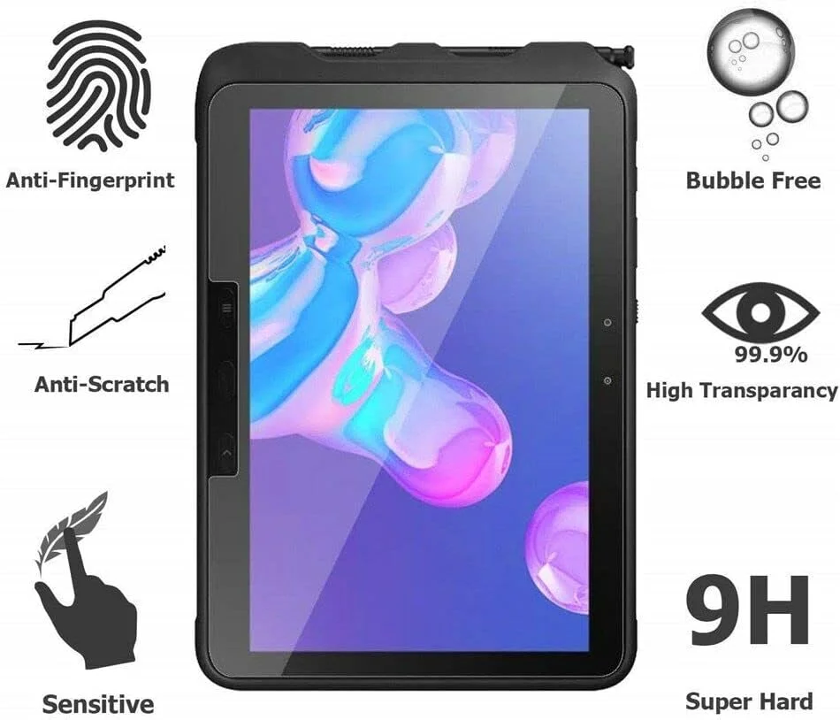 محافظ صفحه نمایش شیشه ای Muzz برای تبلت سامسونگ گلکسی تب اکتیو 4 پرو / تب اکتیو پرو 10.1 SM-T540/T545/T547 عرضه شده در سال 2019/2022 - فیلم شیشه ای حرارت دیده با وضوح بالا و سختی 9H