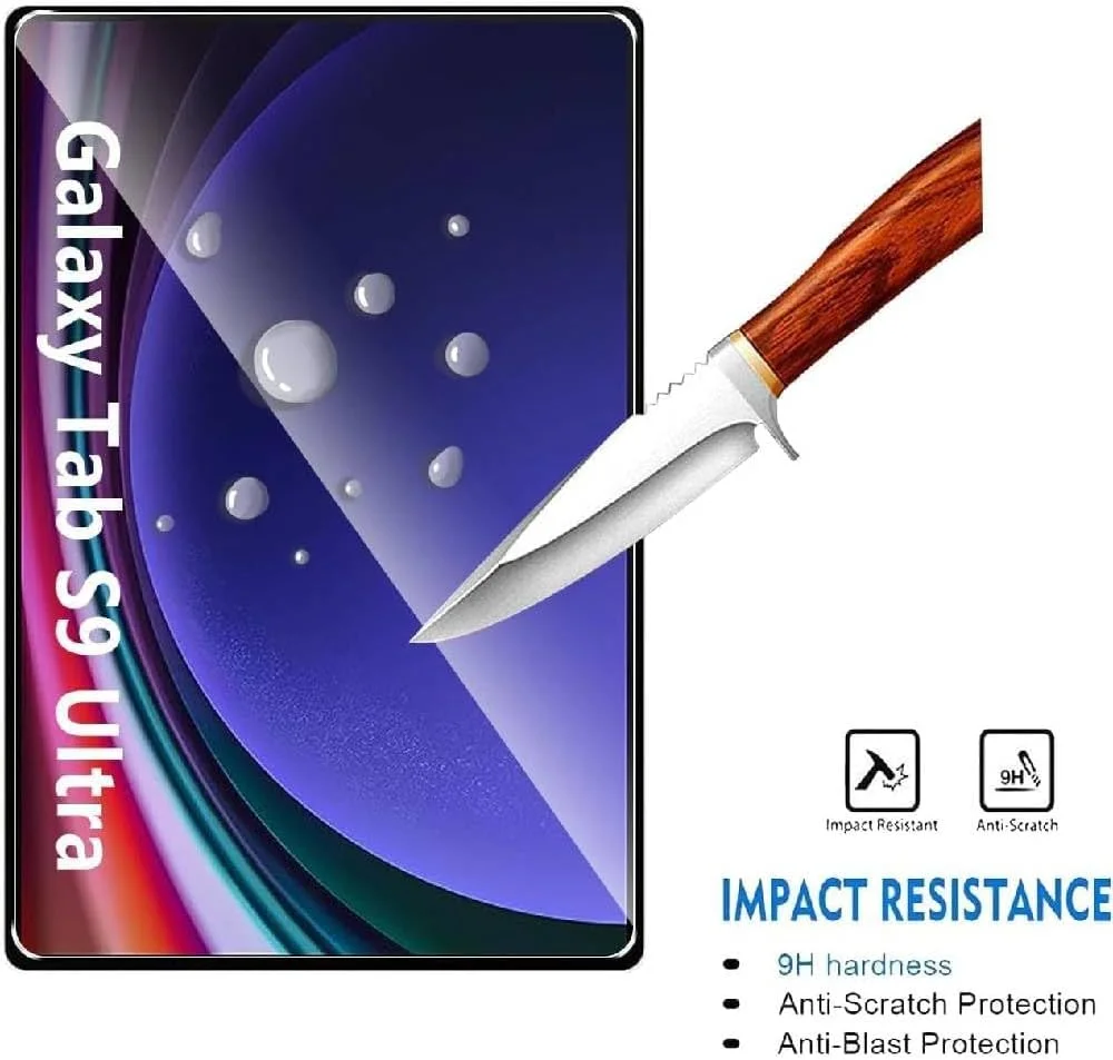 محافظ صفحه نمایش شیشه ای حرارت دیده برای تبلت سامسونگ گلکسی تب S9 Ultra [بدون حباب] [سختی 9H] مقاوم در برابر خراش