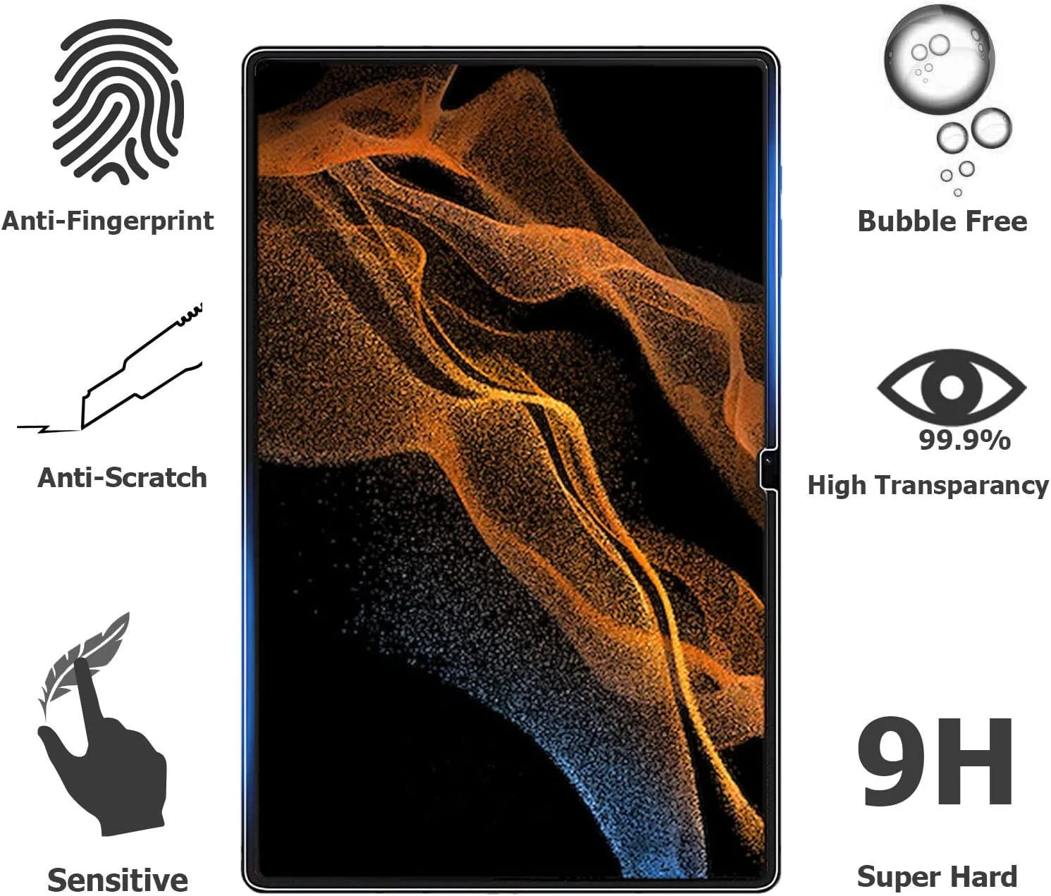 محافظ صفحه نمایش [بسته 2 عددی] EPIC GADGET برای تبلت سامسونگ گلکسی تب S8 Ultra 14.6 اینچی (-X900/X906)، فیلم محافظ صفحه نمایش شیشه ای حرارت دیده شفاف HD با سختی 9H برای تبلت گلکسی تب S8 Ultra (عرضه شده در سال 2022)