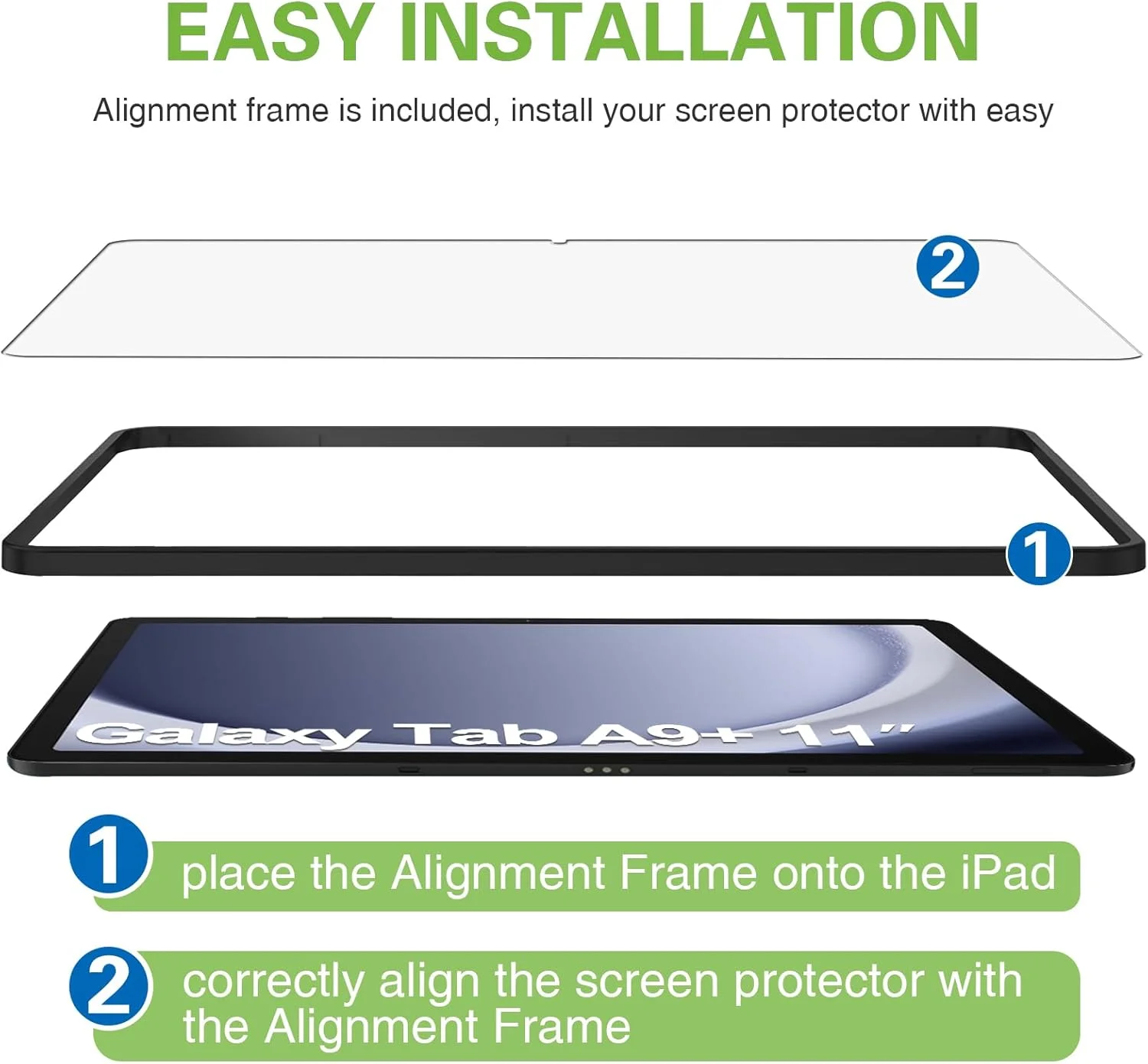 محافظ صفحه نمایش LKOOZO بسته 2 عددی برای تبلت سامسونگ گلکسی تب A9+ / A9 پلاس 5G 11 اینچی، شیشه حرارت دیده با قاب نصب، محافظ صفحه نمایش HD، ضد خش محافظ صفحه نمایش LKOOZO بسته 2 عددی برای تبلت سامسونگ گلکسی تب A9+ / A9 پلاس 5G 11 اینچی، شیشه حرارت دیده با قاب نصب، محافظ صفحه نمایش HD، ضد خش