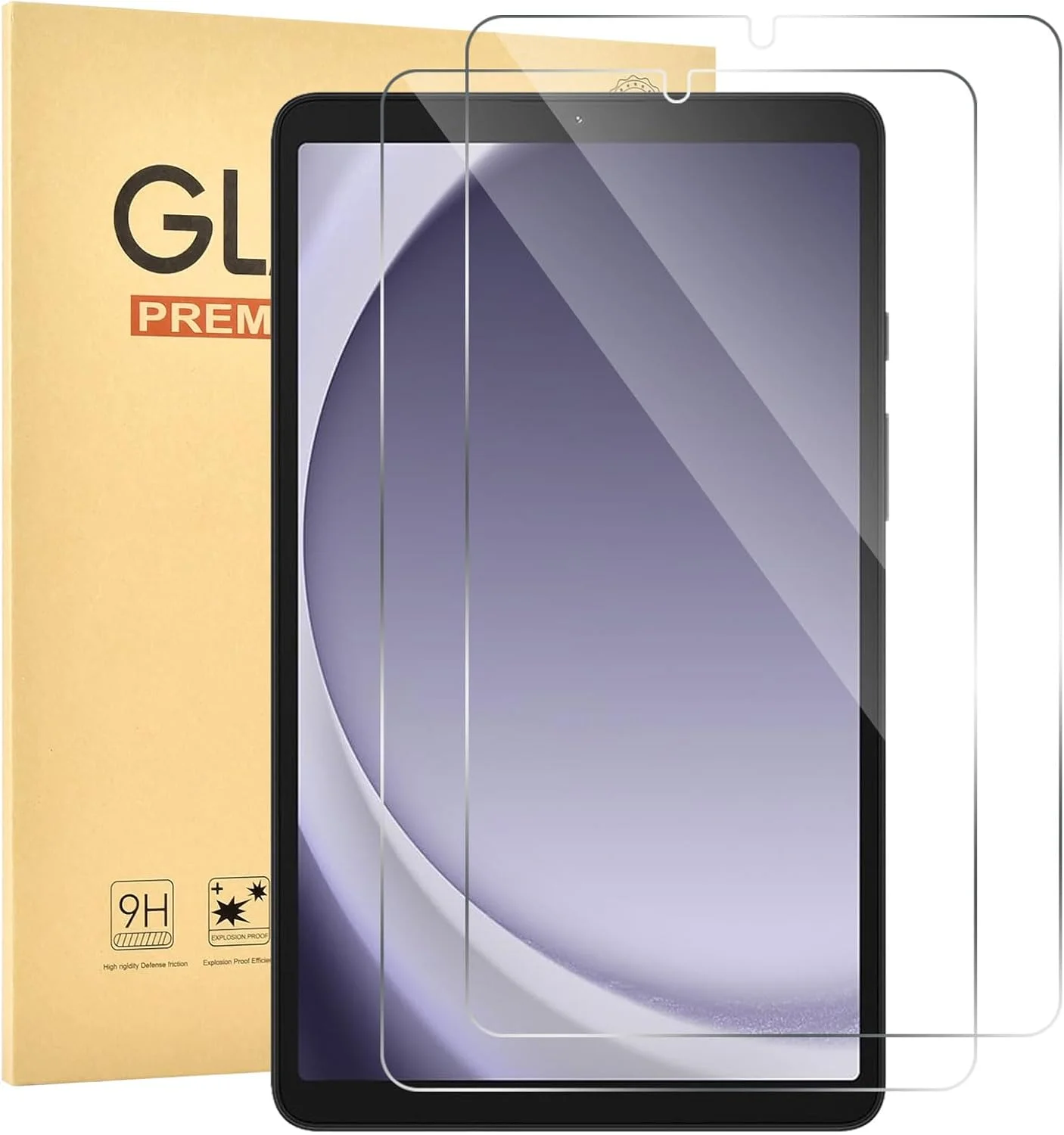 محافظ صفحه نمایش 2 عددی Jngnpn برای سامسونگ گلکسی تب A9 [8.7 اینچ]، فیلم شیشه ای سخت با سختی 9H، سازگار با قاب، حساس به لمس، ضد خش، بدون حباب (شفاف)