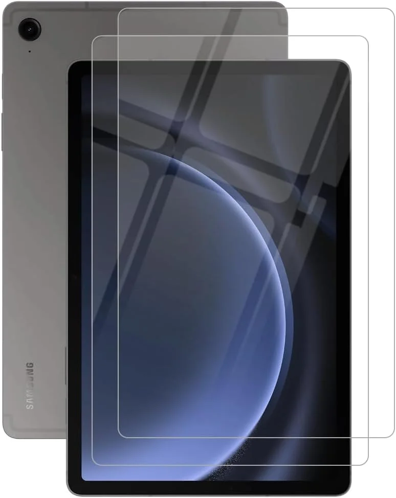 محافظ صفحه نمایش شیشه ای 2 عددی برای تبلت سامسونگ گلکسی تب S9 FE 10.9 اینچ مدل 2023، سختی 9H، نصب آسان بدون حباب، پوشش کامل و ضد خش، سازگار با قاب - شفاف