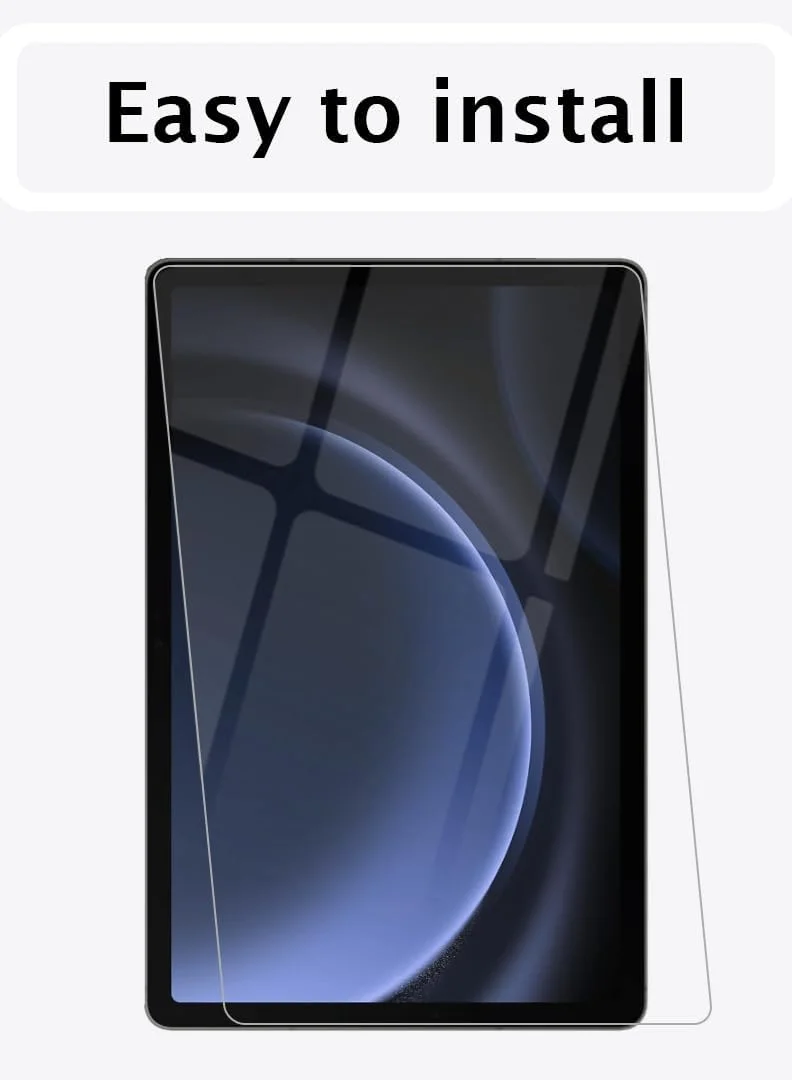 محافظ صفحه نمایش شیشه ای 2 عددی برای تبلت سامسونگ گلکسی تب S9 FE 10.9 اینچ مدل 2023، سختی 9H، نصب آسان بدون حباب، پوشش کامل و ضد خش، سازگار با قاب - شفاف