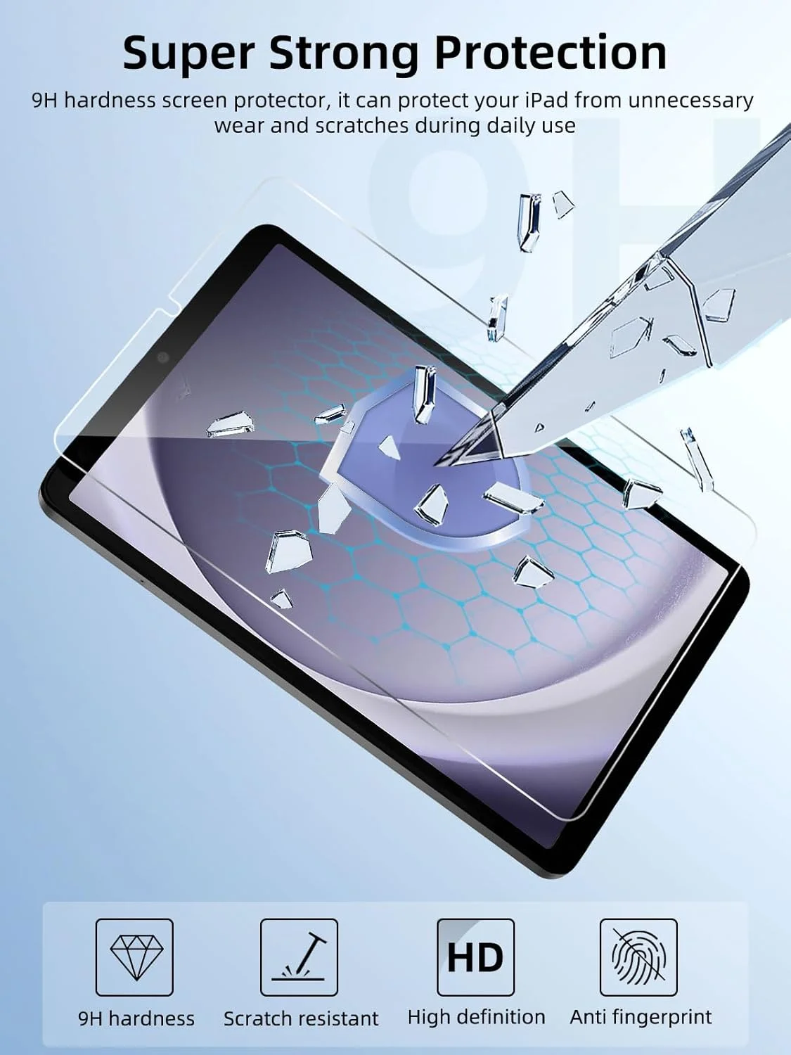 محافظ صفحه نمایش 2 عددی Jngnpn برای سامسونگ گلکسی تب A9 [8.7 اینچ]، فیلم شیشه ای سخت با سختی 9H، سازگار با قاب، حساس به لمس، ضد خش، بدون حباب (شفاف)