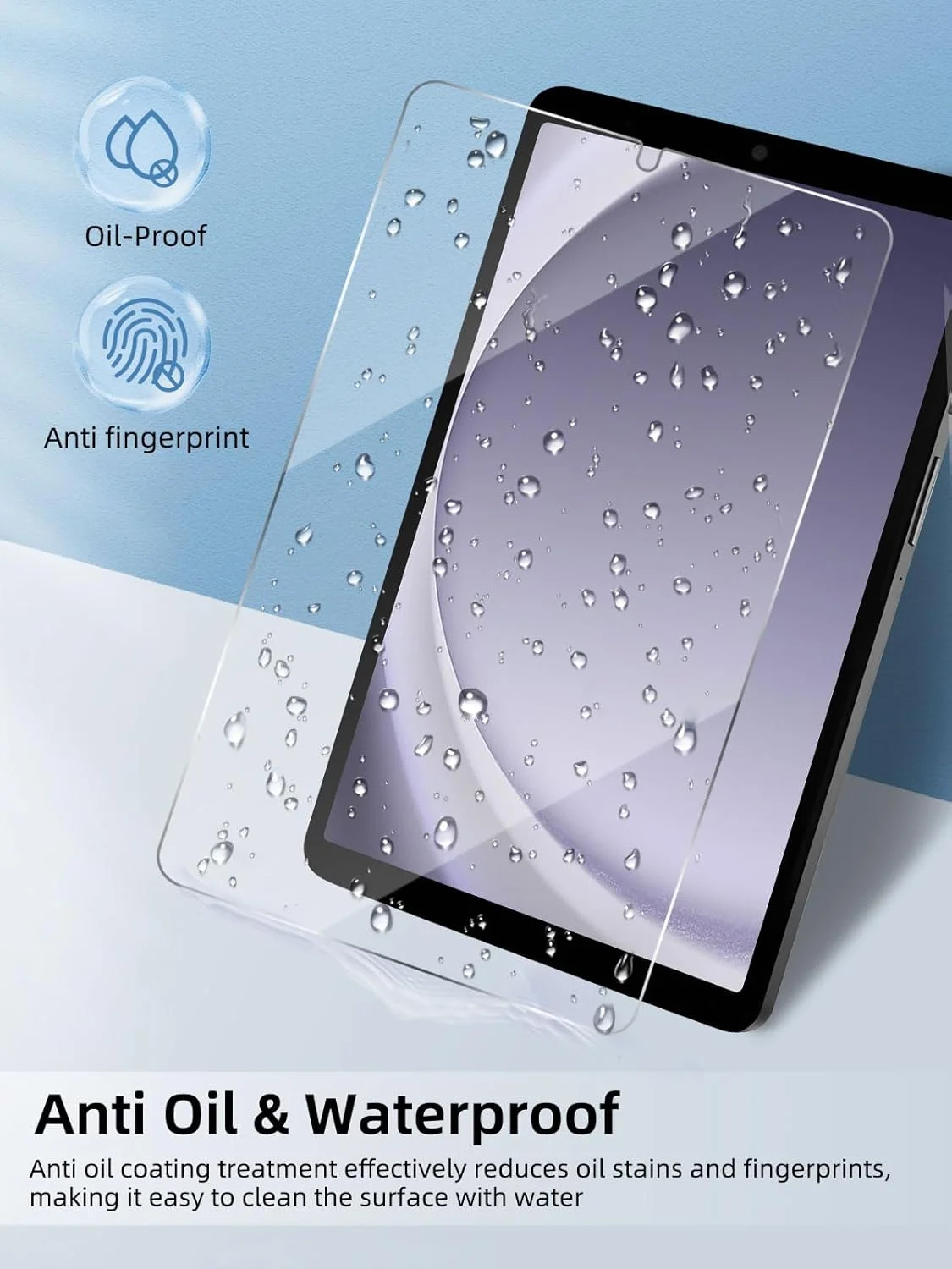 محافظ صفحه نمایش 2 عددی Jngnpn برای سامسونگ گلکسی تب A9 [8.7 اینچ]، فیلم شیشه ای سخت با سختی 9H، سازگار با قاب، حساس به لمس، ضد خش، بدون حباب (شفاف)