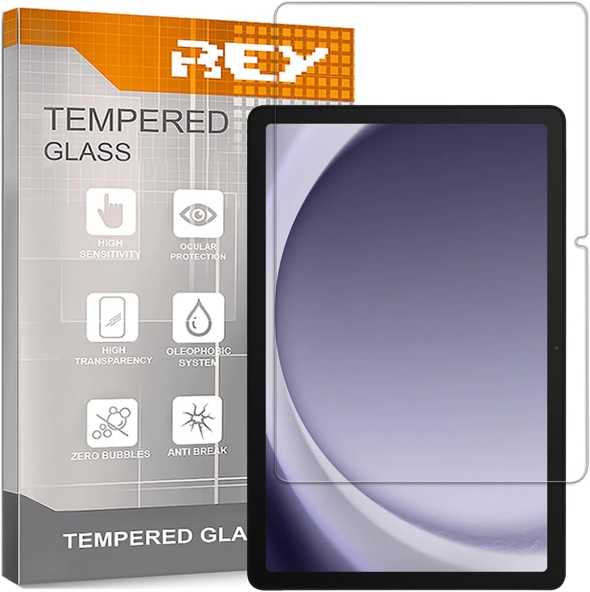 محافظ صفحه نمایش REY (دو عدد) برای تبلت سامسونگ گلکسی تب A9+ 11 اینچی، شیشه حرارت دیده ممتاز، تبلت