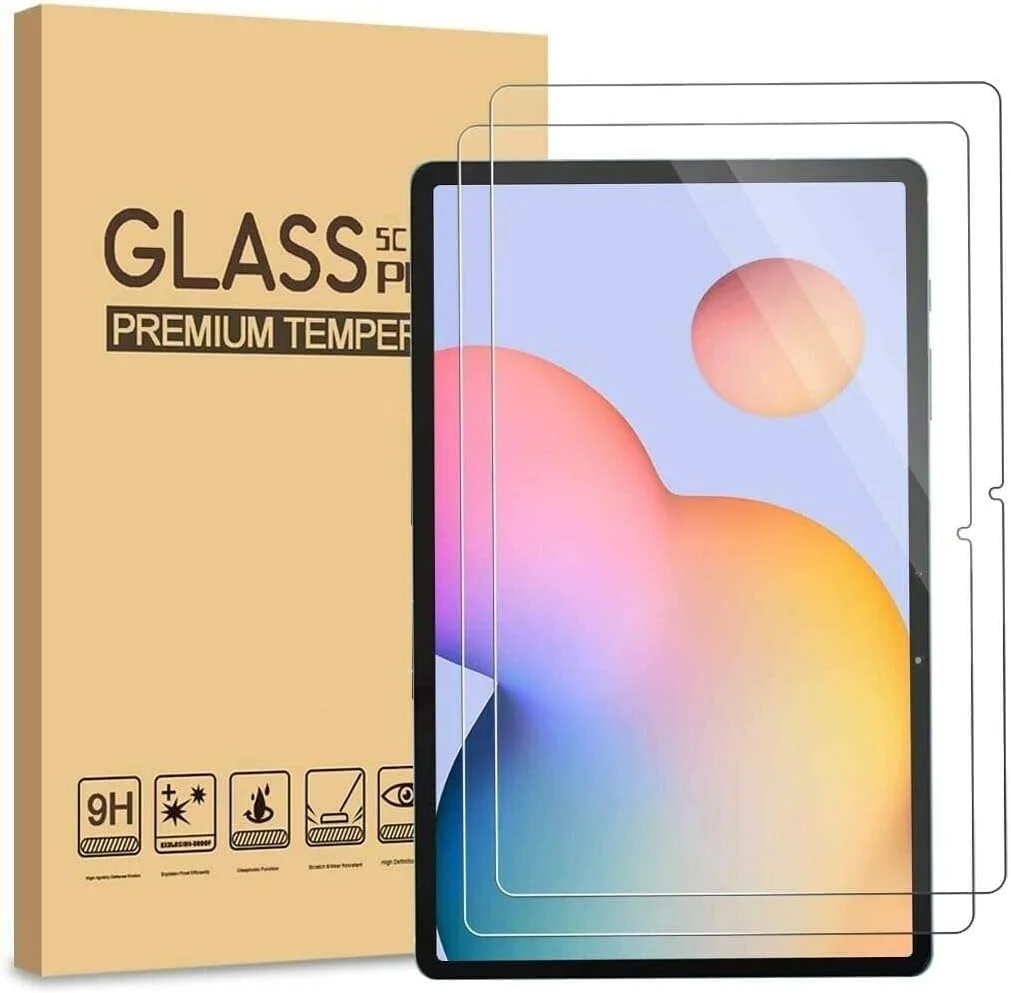 محافظ صفحه نمایش AWH [بسته 2 عددی] برای تبلت سامسونگ گلکسی تب S6 لایت/S7/S7Plus/S7Fe/A7، سختی 9H، ضد خش، بدون حباب، محافظ صفحه نمایش شیشه ای حرارت دیده با وضوح بالا سازگار با (تب A7)