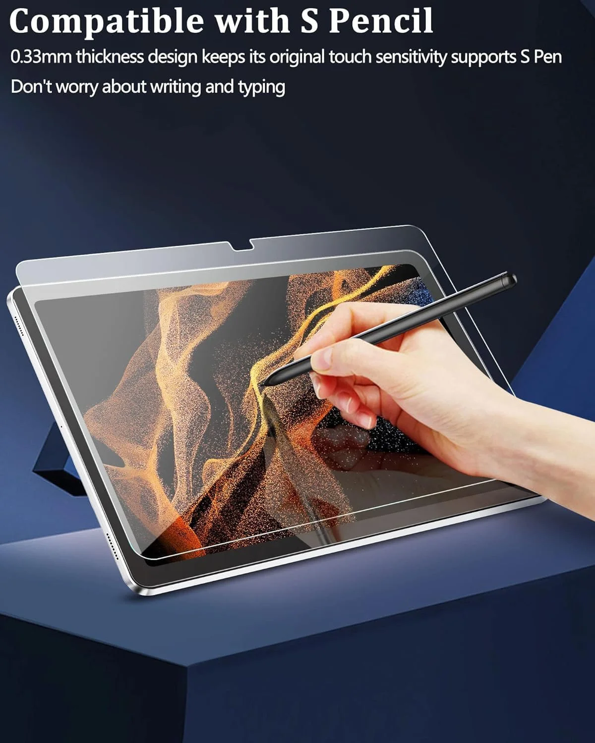 محافظ صفحه نمایش Muzz برای تبلت سامسونگ گلکسی تب S9 Ultra/S8 Ultra سایز ۱۴.۶ اینچ مدل ۲۰۲۳/۲۰۲۲، بسته ۲ عددی، شیشه حرارت دیده محافظ صفحه نمایش Muzz برای تبلت سامسونگ گلکسی تب S9 Ultra/S8 Ultra سایز ۱۴.۶ اینچ مدل ۲۰۲۳/۲۰۲۲، بسته ۲ عددی، شیشه حرارت دیده