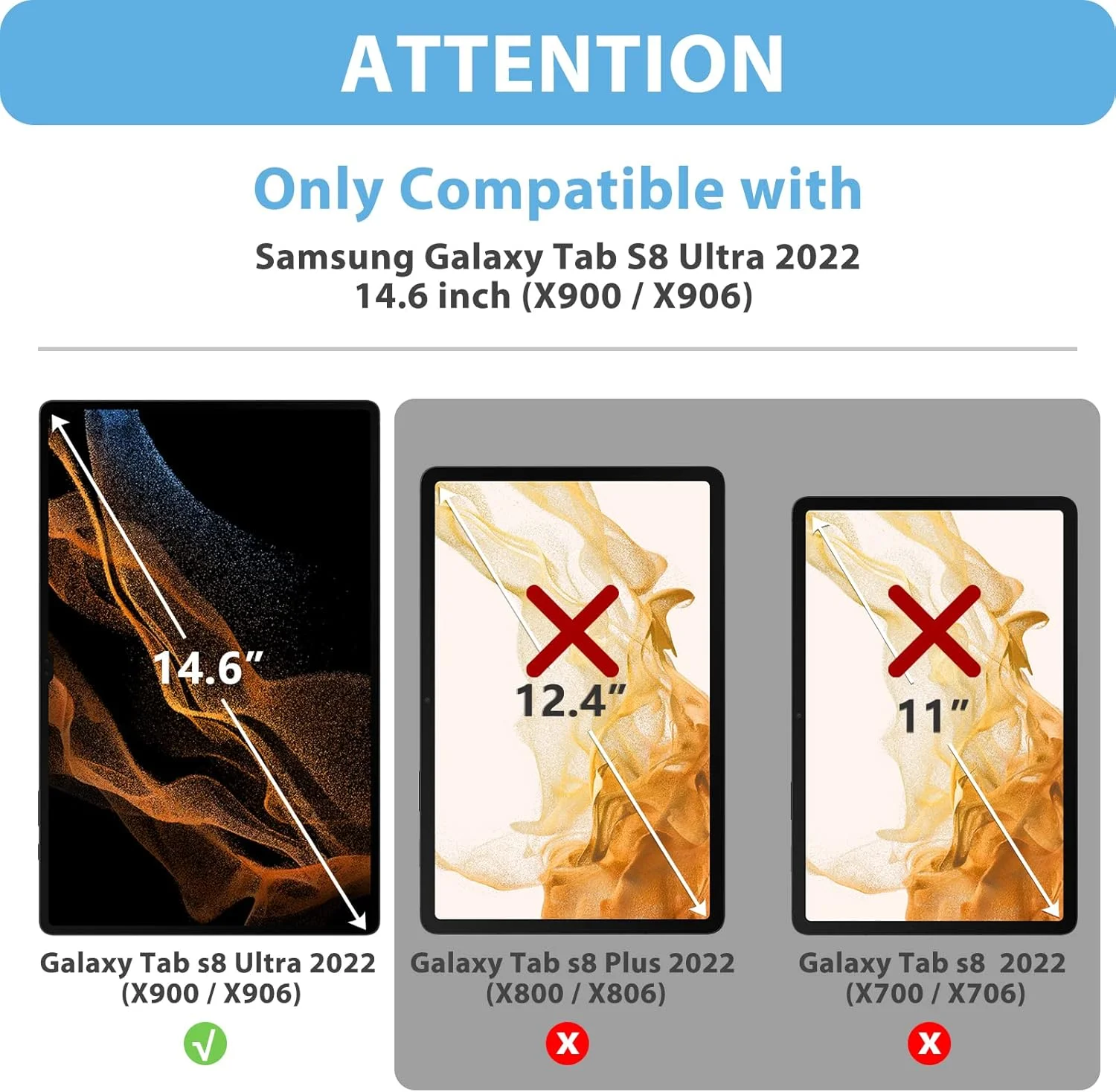 محافظ صفحه نمایش SUPBEC [2 عدد] برای تبلت سامسونگ گلکسی تب S8 Ultra سایز 14.6 اینچ مدل 2022 (SM-X900/SM-X906)، فیلم شیشه ای سخت حرارت دیده با درجه سختی 9H برای تبلت گلکسی تب S8 Ultra، [ضد خش] [سازگار با قاب]