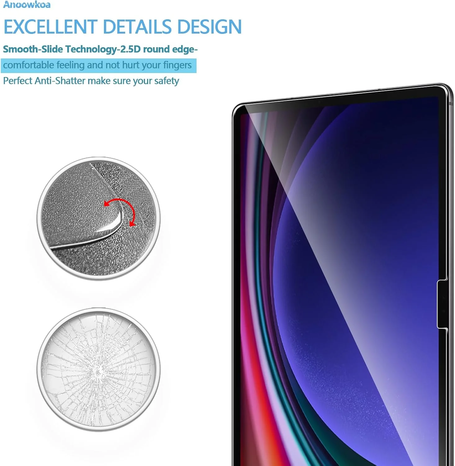 محافظ صفحه نمایش تبلت آنووکوا، سازگار با گلکسی تب S10 پلاس S10+/S9 fe /s9 پلاس (12.4 اینچ)، بسته 2 عددی. فیلم شیشه ای حرارت دیده تبلت، سختی 9H، ضد اثر انگشت، بدون حباب، وضوح بالا، پوشش کامل محافظ صفحه نمایش تبلت آنووکوا، سازگار با گلکسی تب S10 پلاس S10+/S9 fe /s9 پلاس (12.4 اینچ)، بسته 2 عددی. فیلم شیشه ای حرارت دیده تبلت، سختی 9H، ضد اثر انگشت، بدون حباب، وضوح بالا، پوشش کامل