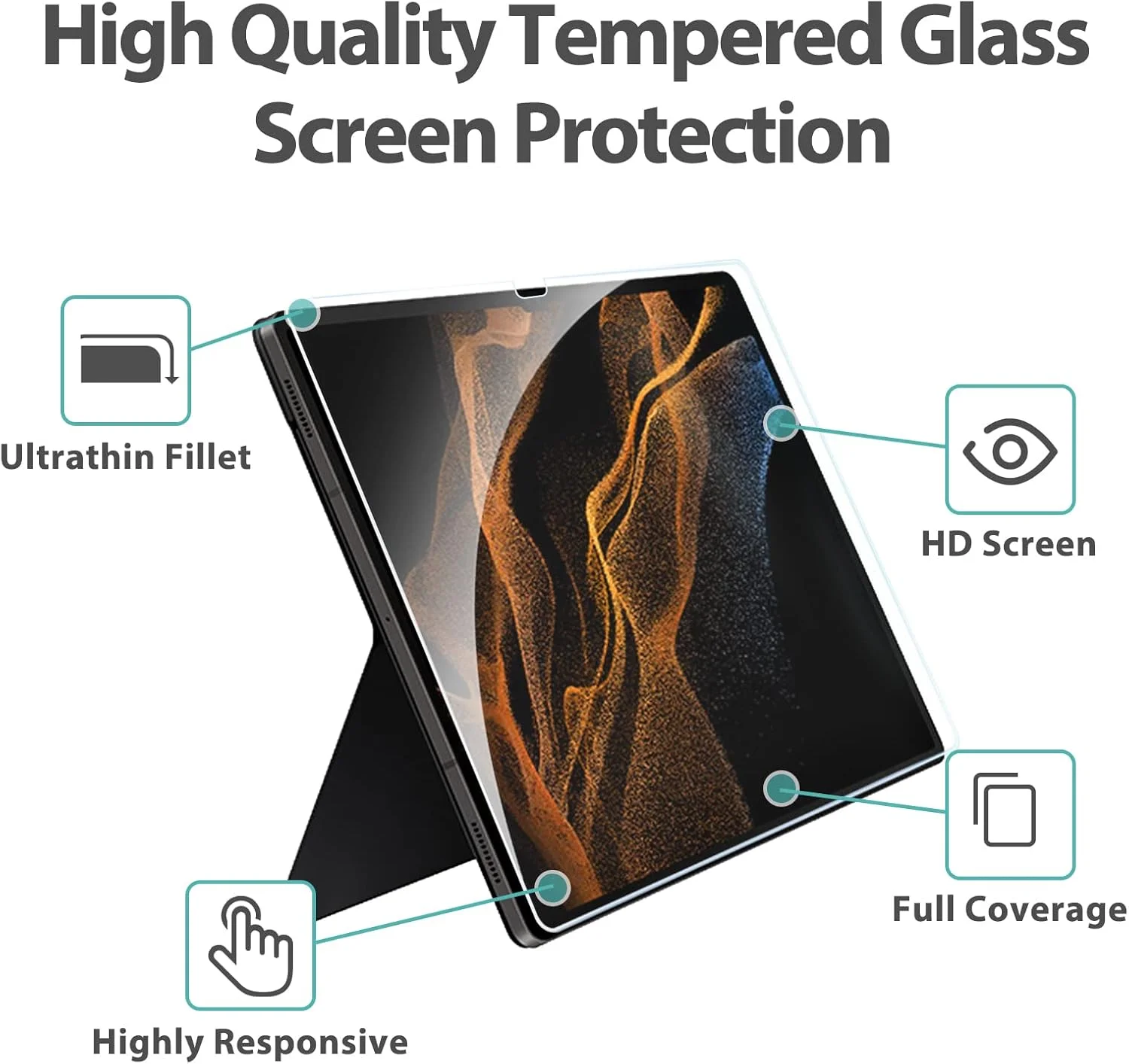 محافظ صفحه نمایش SUPBEC [2 عدد] برای تبلت سامسونگ گلکسی تب S8 Ultra سایز 14.6 اینچ مدل 2022 (SM-X900/SM-X906)، فیلم شیشه ای سخت حرارت دیده با درجه سختی 9H برای تبلت گلکسی تب S8 Ultra، [ضد خش] [سازگار با قاب]