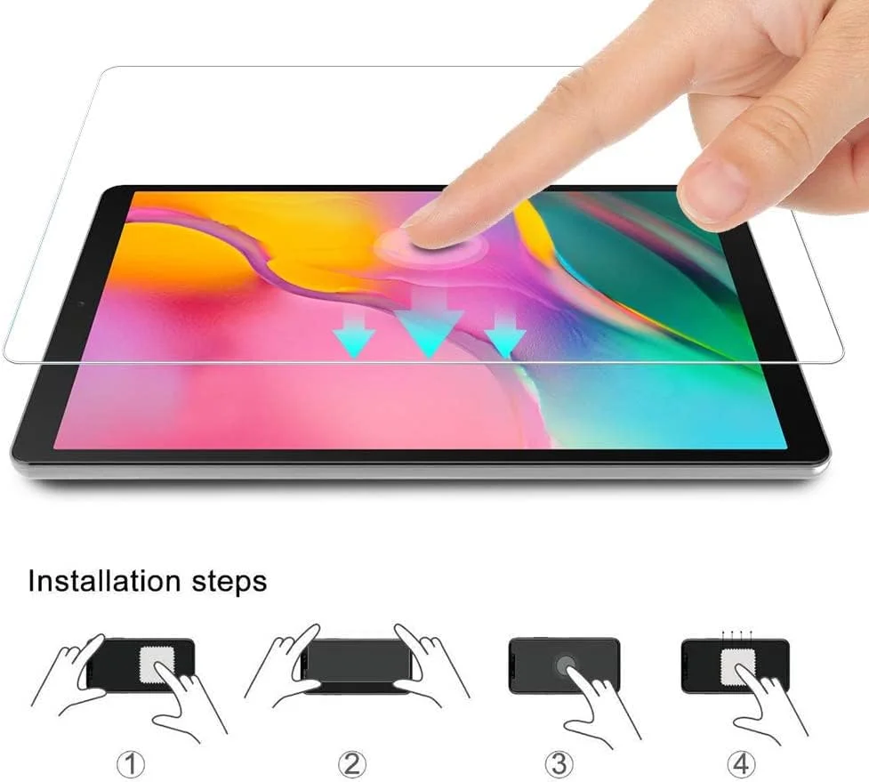 محافظ صفحه نمایش تبلت سامسونگ گلکسی تب A T510/T515 2019 [بسته 2 عددی]، ضد خش، نصب آسان، شیشه حرارت دیده برای سامسونگ گلکسی تب A 10.1 T510/T515 2019