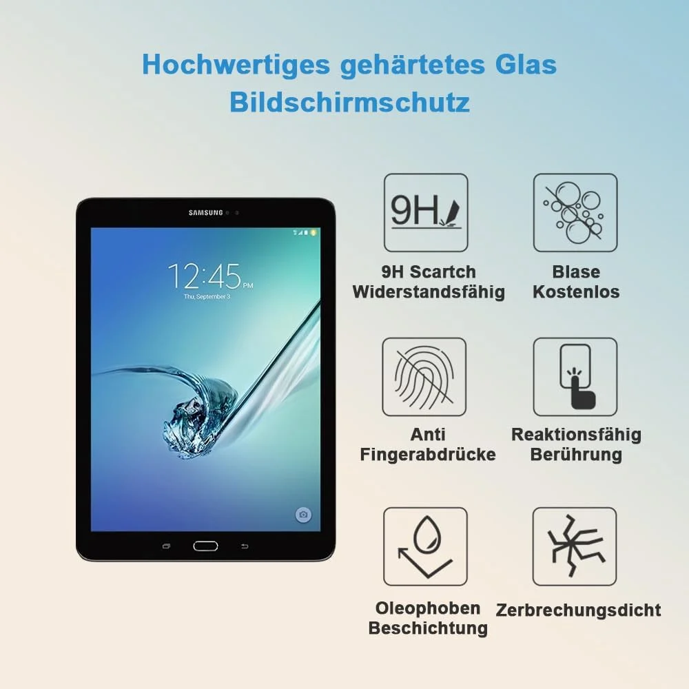محافظ صفحه نمایش HYGMOCC برای تبلت سامسونگ گلکسی تب S2 مدل SM-T810 T811 T813 T815 T819، محافظ صفحه شیشه ای حرارت دیده برای تبلت 9.7 اینچی، سختی 9H، ضد خش، سازگار با قاب، بدون حباب (1 عدد) محافظ صفحه نمایش HYGMOCC برای تبلت سامسونگ گلکسی تب S2 مدل SM-T810 T811 T813 T815 T819، محافظ صفحه شیشه ای حرارت دیده برای تبلت 9.7 اینچی، سختی 9H، ضد خش، سازگار با قاب، بدون حباب (1 عدد)