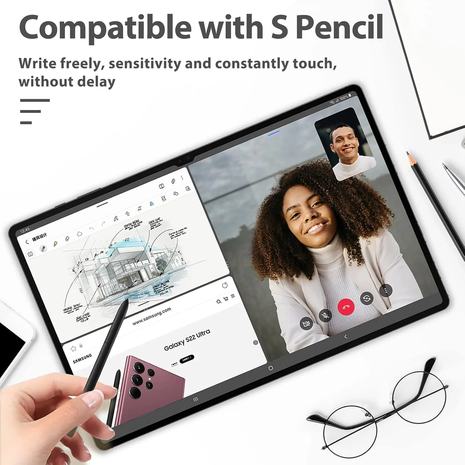 محافظ صفحه نمایش SUPBEC [2 عدد] برای تبلت سامسونگ گلکسی تب S8 Ultra سایز 14.6 اینچ مدل 2022 (SM-X900/SM-X906)، فیلم شیشه ای سخت حرارت دیده با درجه سختی 9H برای تبلت گلکسی تب S8 Ultra، [ضد خش] [سازگار با قاب]