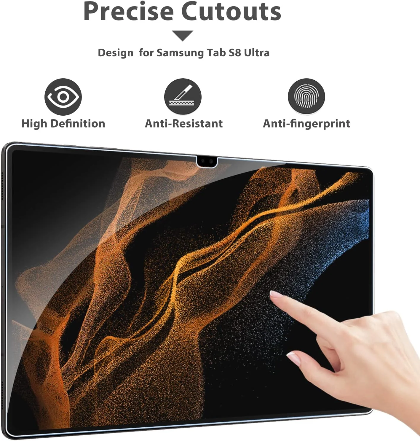 محافظ صفحه نمایش SUPBEC [2 عدد] برای تبلت سامسونگ گلکسی تب S8 Ultra سایز 14.6 اینچ مدل 2022 (SM-X900/SM-X906)، فیلم شیشه ای سخت حرارت دیده با درجه سختی 9H برای تبلت گلکسی تب S8 Ultra، [ضد خش] [سازگار با قاب]