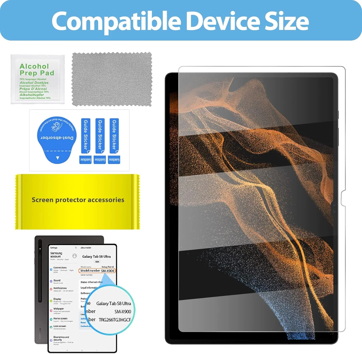 محافظ صفحه نمایش SUPBEC [2 عدد] برای تبلت سامسونگ گلکسی تب S8 Ultra سایز 14.6 اینچ مدل 2022 (SM-X900/SM-X906)، فیلم شیشه ای سخت حرارت دیده با درجه سختی 9H برای تبلت گلکسی تب S8 Ultra، [ضد خش] [سازگار با قاب]