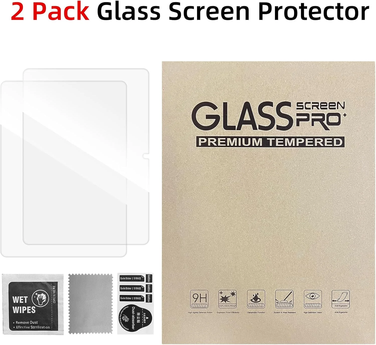 محافظ صفحه نمایش JUQITECH بسته 2 عددی برای تبلت سامسونگ گلکسی تب S9 FE 10.9 اینچ S9 S8 S7 11 اینچ، فیلم شیشه ای حرارت دیده با وضوح HD و سختی 9H برای تب 10.9" 11" (2023/2022/2020)