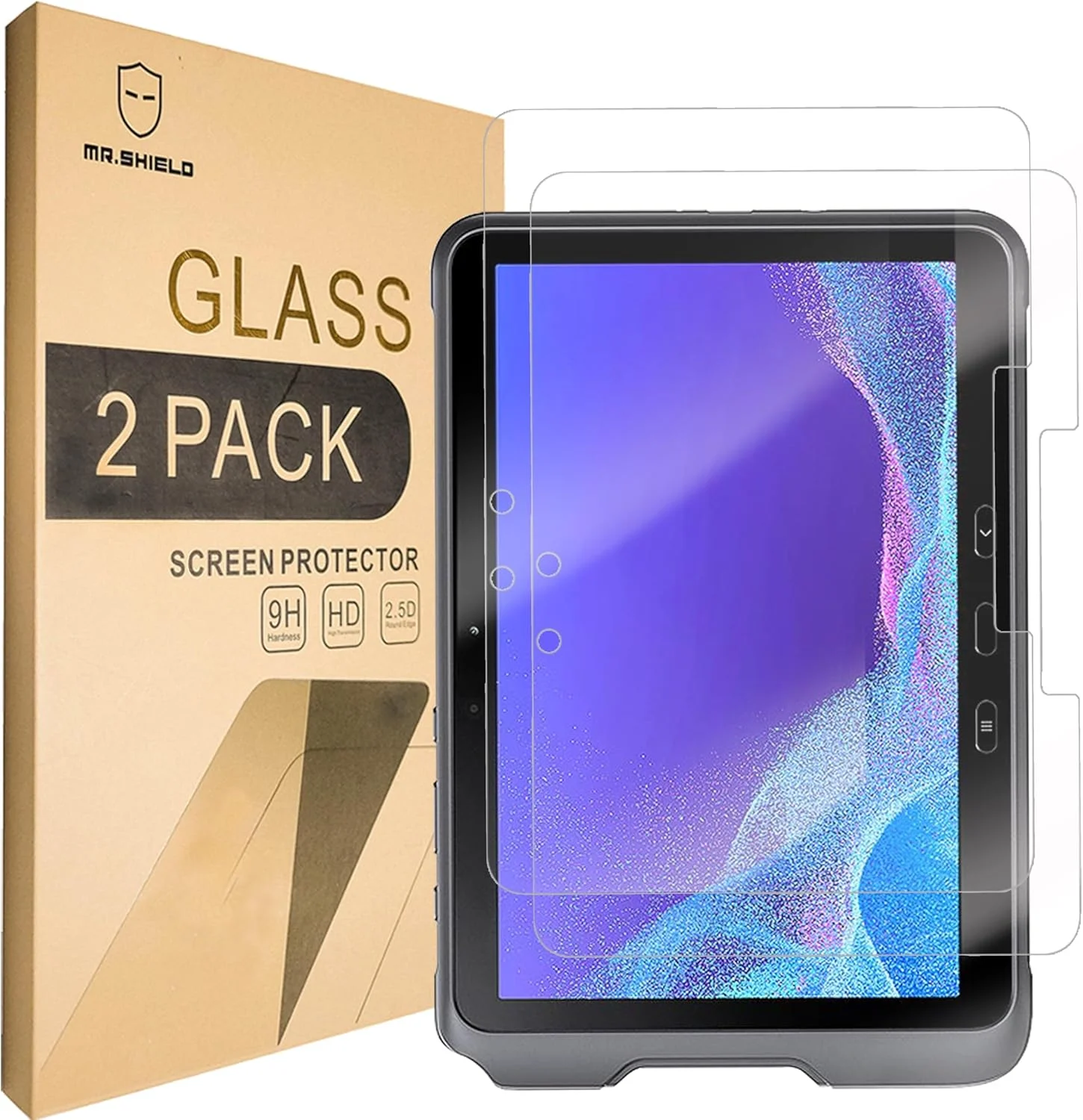 محافظ صفحه نمایش Mr.Shield برای Samsung Galaxy Tab Active4 Pro شیشه حرارت دیده [سختی 9H] [2 عدد] لوازم جانبی تبلت محافظ صفحه نمایش بدون حباب
