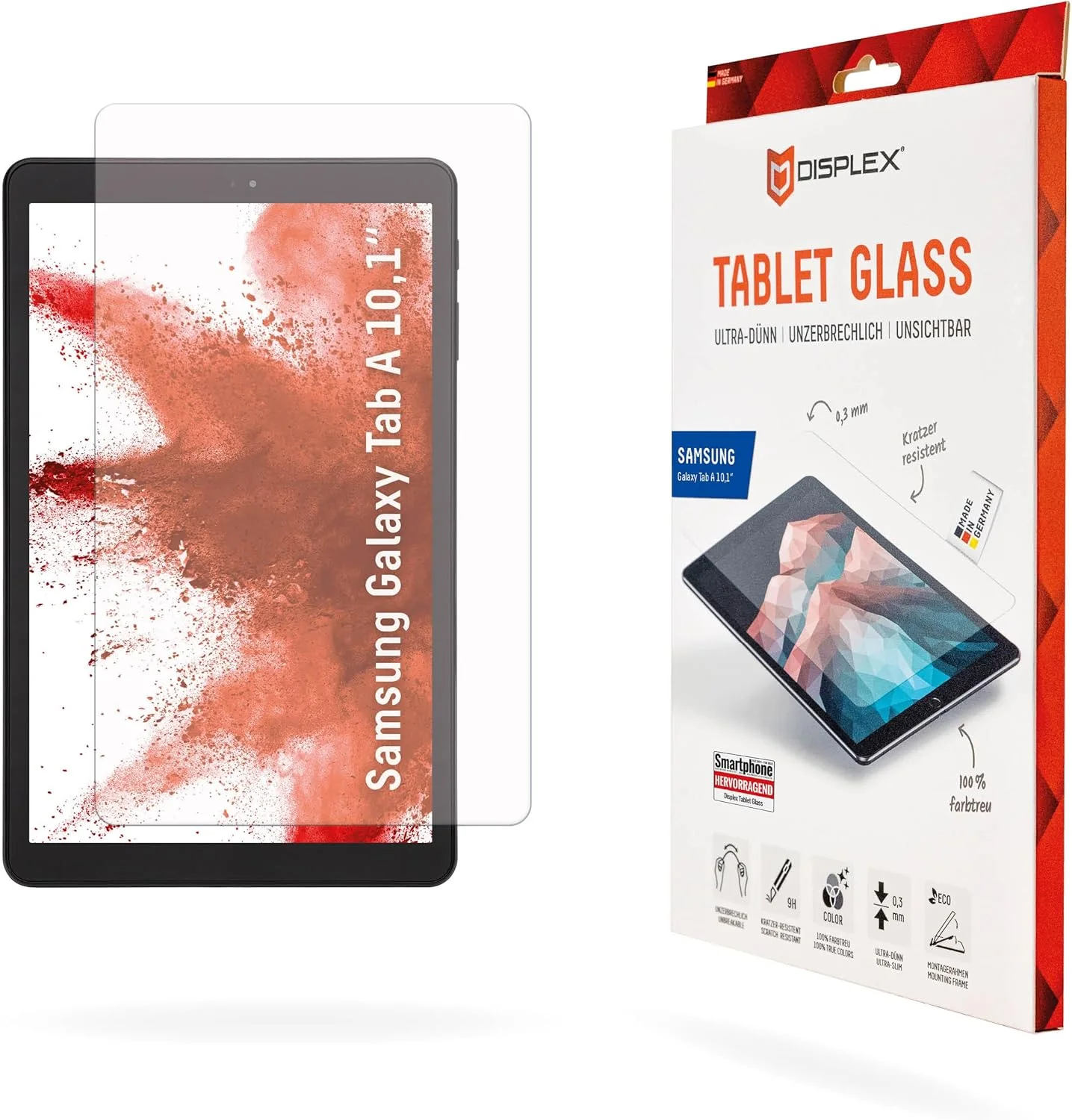 محافظ شیشه ای تبلت (9H) دیسپلکس برای سامسونگ گلکسی تب A7 لایت، با قاب نصب سازگار با محیط زیست، فرم L، نشکن، فوق العاده نازک و نامرئی