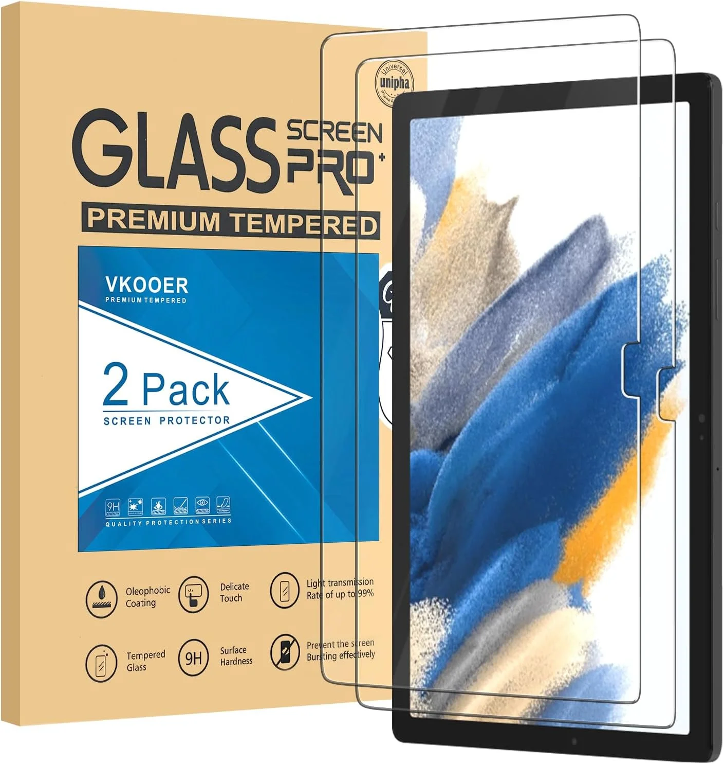 [بسته 2 عددی] محافظ صفحه نمایش برای گلکسی تب A8 10.5 اینچ 2021، محافظ صفحه نمایش SM-X200/X205، سختی 9H ضد خش، فوق العاده شفاف، محافظ صفحه نمایش شیشه ای حرارت دیده برای تبلت سامسونگ گلکسی تب A8