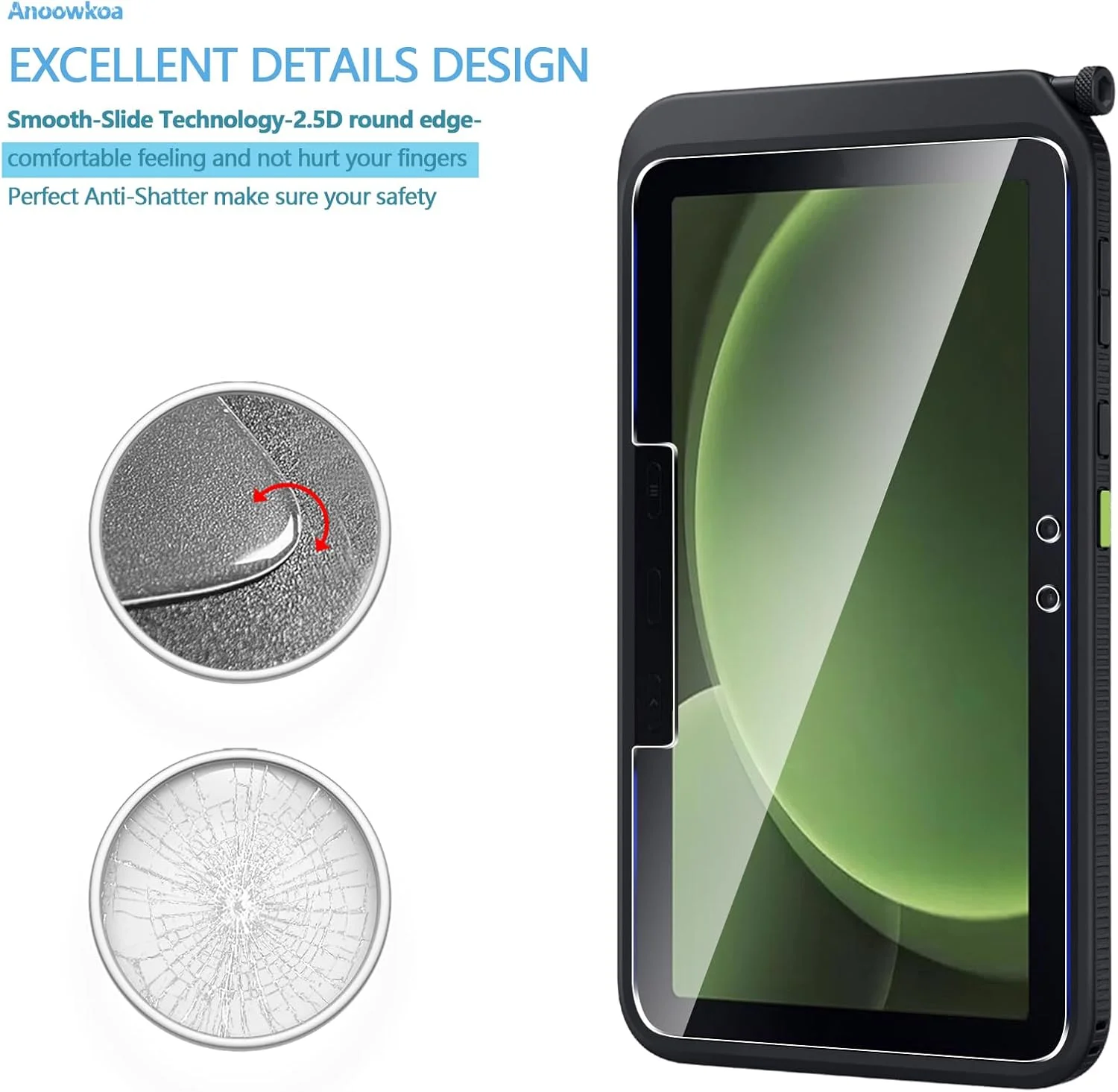 محافظ صفحه نمایش 2 عددی Anoowkoa برای تبلت سامسونگ گلکسی تب اکتیو 5 پرو. فیلم شیشه ای حرارت دیده تبلت. سختی 9H. ضد اثر انگشت بدون حباب و وضوح بالا. پوشش کامل. نصب آسان محافظ صفحه نمایش 2 عددی Anoowkoa برای تبلت سامسونگ گلکسی تب اکتیو 5 پرو. فیلم شیشه ای حرارت دیده تبلت. سختی 9H. ضد اثر انگشت بدون حباب و وضوح بالا. پوشش کامل. نصب آسان