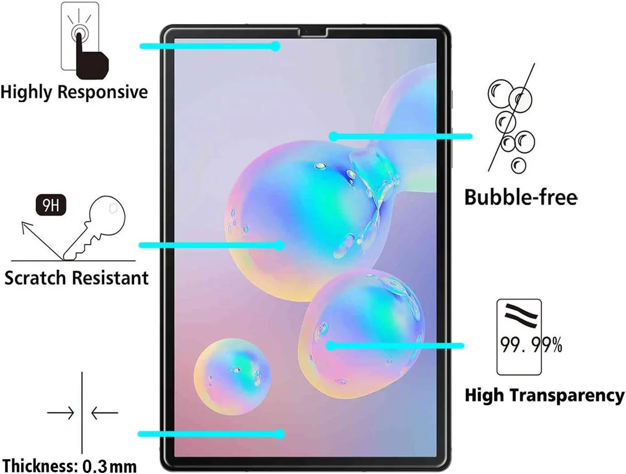 محافظ صفحه نمایش موبایل استاف لیمیتد [2 عددی] برای تبلت سامسونگ گلکسی تب S6 T860, T865 2019 / تب S5e T720, T725 (10.5 اینچ)، محافظ صفحه نمایش تبلت، ضد خش، نصب آسان شیشه حرارت دیده
