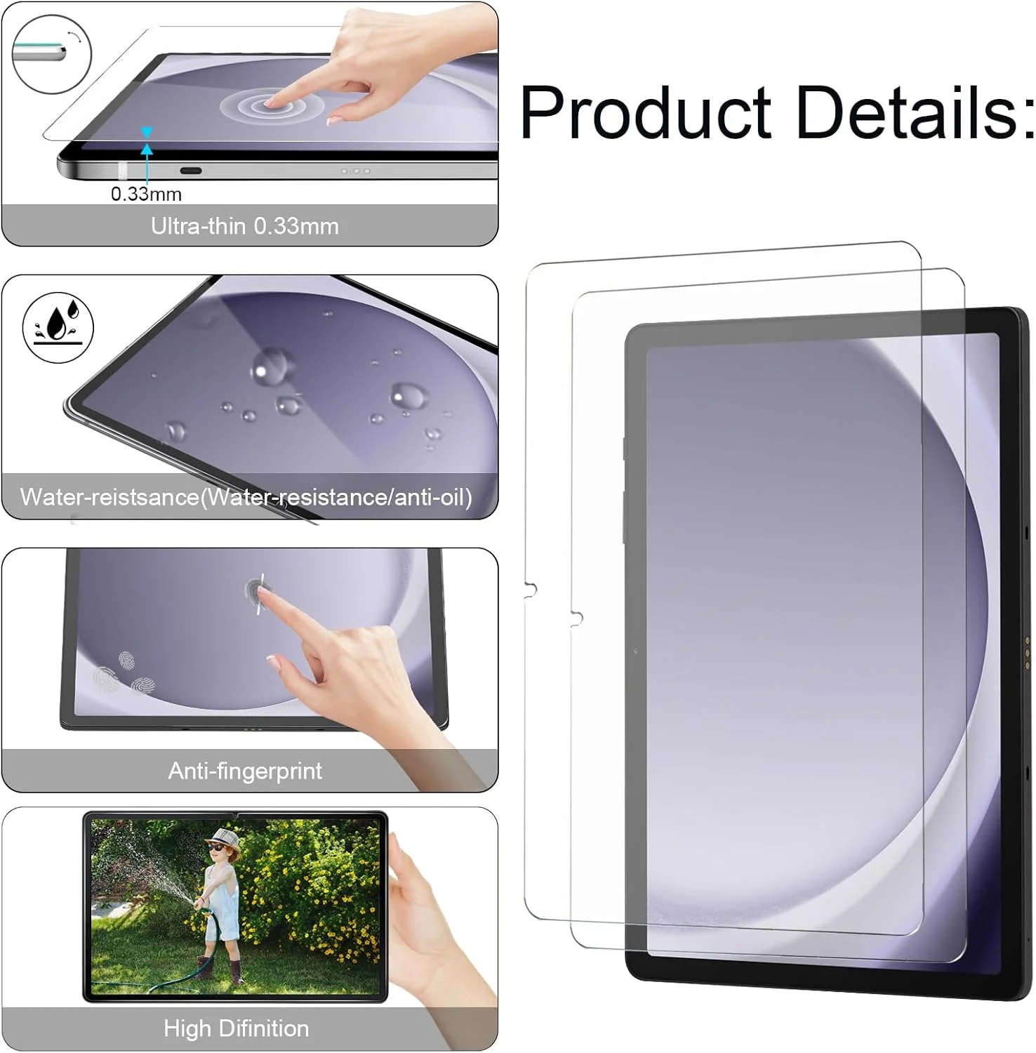 محافظ صفحه نمایش 2 عددی برای سامسونگ گلکسی A9 پلاس (11 اینچ) 2023، محافظ صفحه نمایش شیشه ای حرارت دیده برای تبلت گلکسی تب A9+ 5G SM-X210/X216/X218، مقاوم در برابر خراش، بدون حباب، سازگار با قلم S، سختی 9H محافظ صفحه نمایش 2 عددی برای سامسونگ گلکسی A9 پلاس (11 اینچ) 2023، محافظ صفحه نمایش شیشه ای حرارت دیده برای تبلت گلکسی تب A9+ 5G SM-X210/X216/X218، مقاوم در برابر خراش، بدون حباب، سازگار با قلم S، سختی 9H