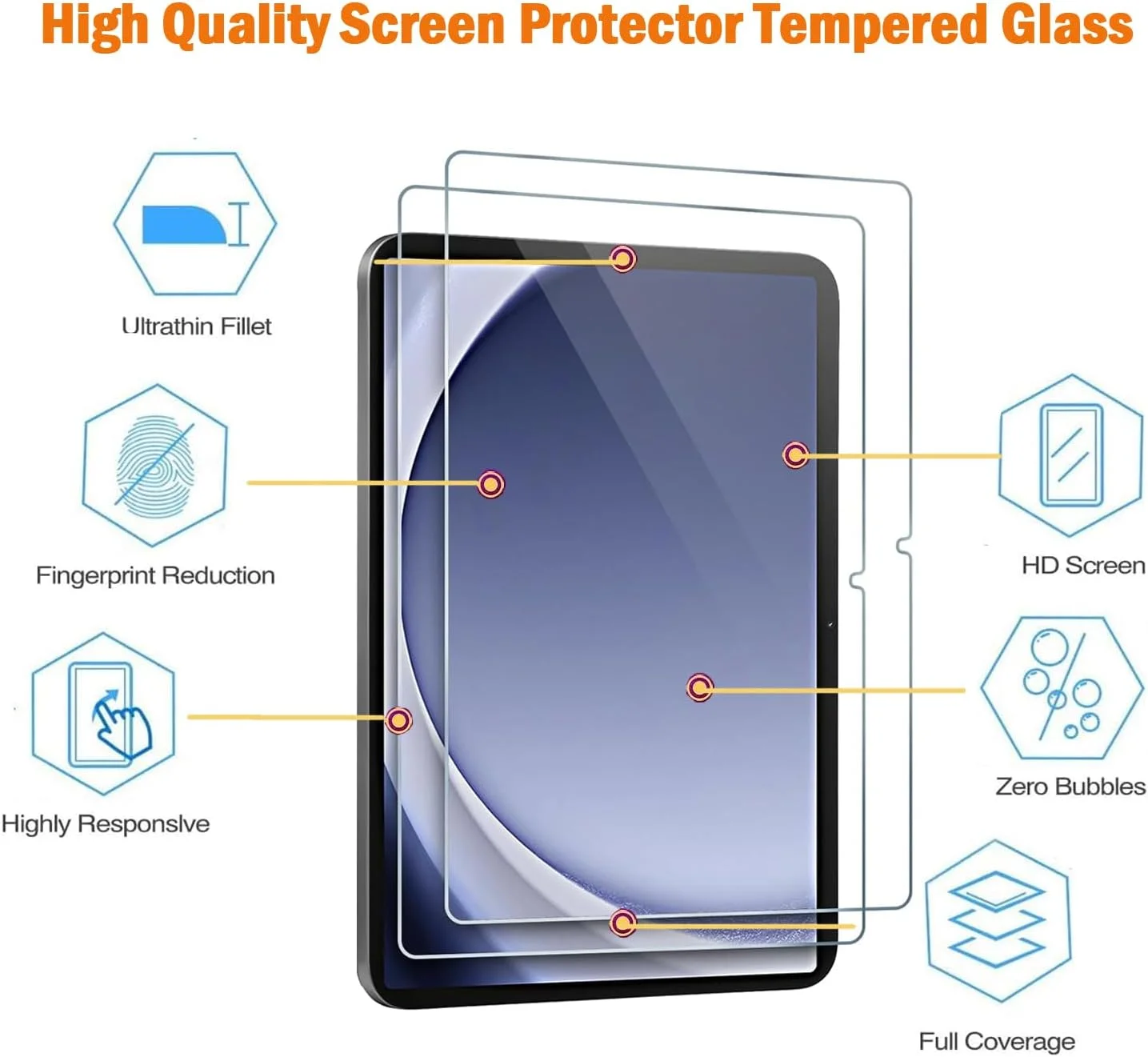 محافظ صفحه نمایش [2 عددی] تبلت گلکسی تب A9 پلاس 11 اینچی 2023، محافظ صفحه شیشه ای حرارت دیده برای تبلت سامسونگ A9+ مدل SM-X210/X216/X218 ضد خش سختی 9H بدون حباب شفاف