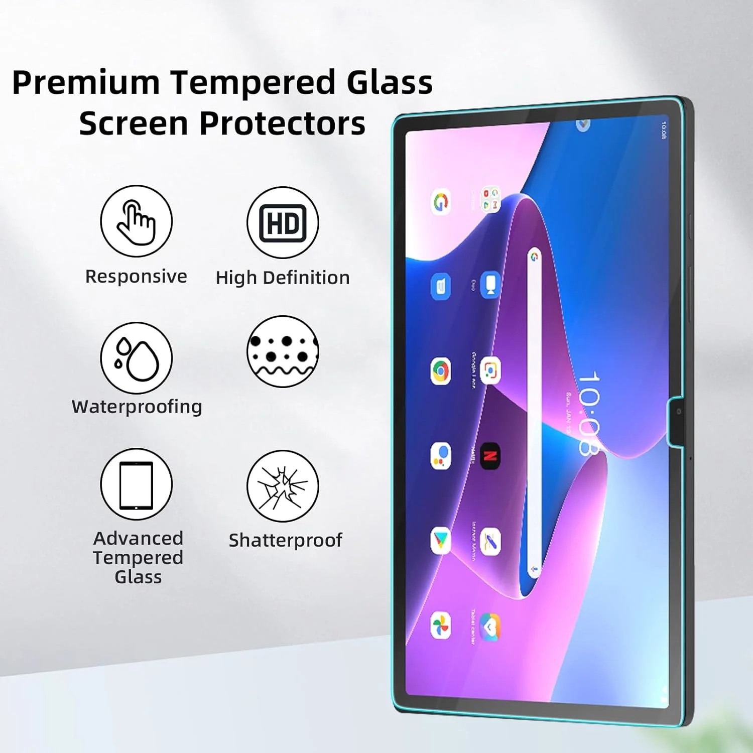 [بسته 2 عددی] محافظ صفحه نمایش برای گلکسی تب A8 10.5 اینچ 2021، محافظ صفحه نمایش SM-X200/X205، سختی 9H ضد خش، فوق العاده شفاف، محافظ صفحه نمایش شیشه ای حرارت دیده برای تبلت سامسونگ گلکسی تب A8