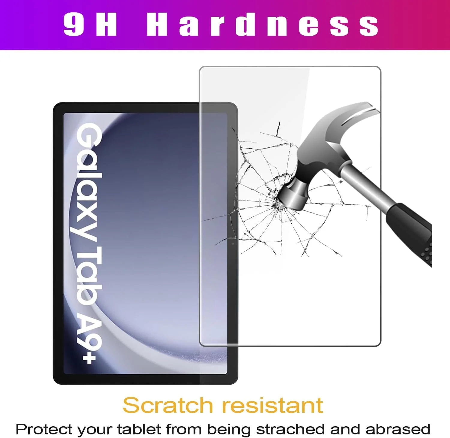 محافظ صفحه نمایش [2 عددی] تبلت گلکسی تب A9 پلاس 11 اینچی 2023، محافظ صفحه شیشه ای حرارت دیده برای تبلت سامسونگ A9+ مدل SM-X210/X216/X218 ضد خش سختی 9H بدون حباب شفاف