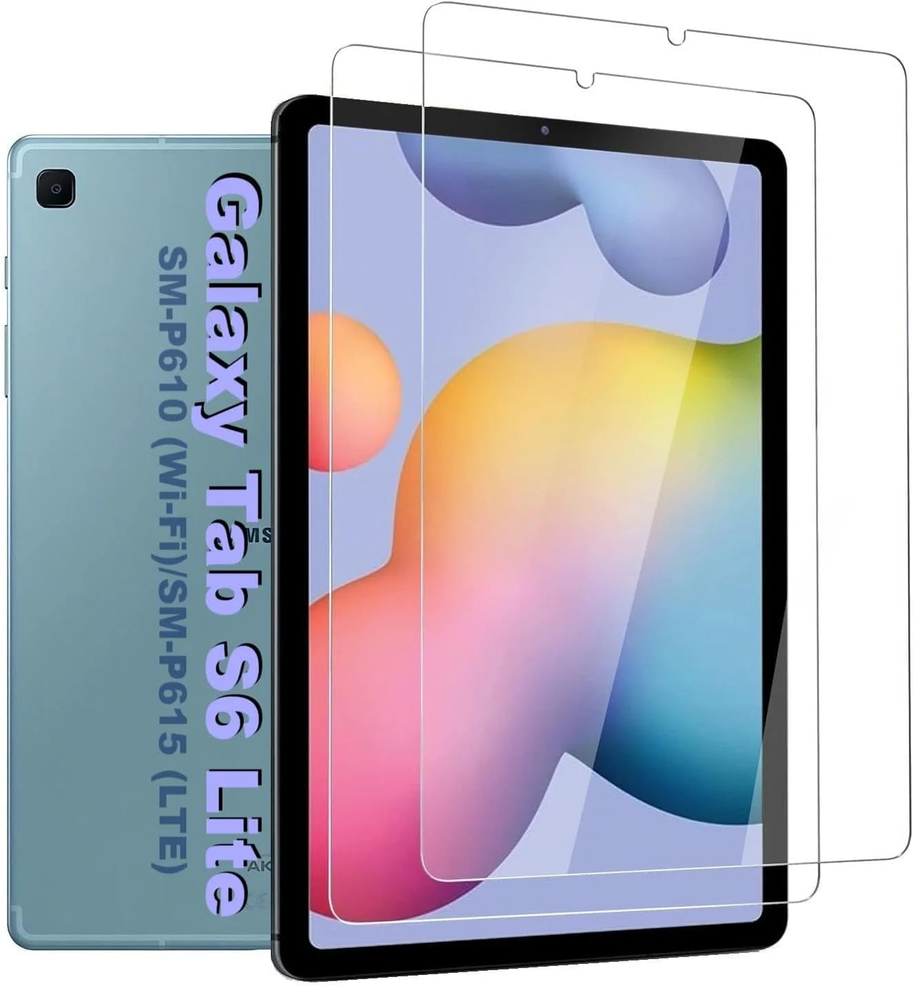 محافظ صفحه نمایش AWH برای تبلت سامسونگ گلکسی تب S6 لایت (مدل: SM-P610/P615)، (بسته 2 عددی) با فیلم شیشه ای حرارت دیده [فوق العاده شفاف] [ضد خش] [ضد اثر انگشت].