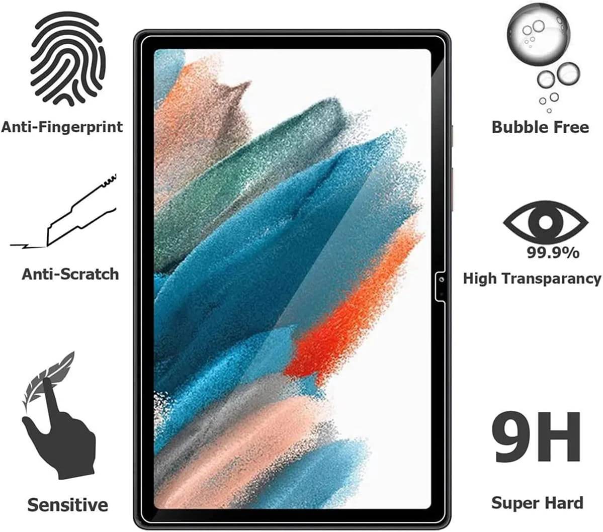 محافظ صفحه نمایش VIESUP برای تبلت سامسونگ گلکسی تب A8 با اندازه 10.5 اینچ (2021) مدل X200 - X205 - X207، [بسته 2 عددی] شیشه حرارت دیده با سختی 9H، فوق العاده شفاف و ضد خش برای صفحه نمایش تبلت گلکسی تب A8 10.5 اینچ (2021)