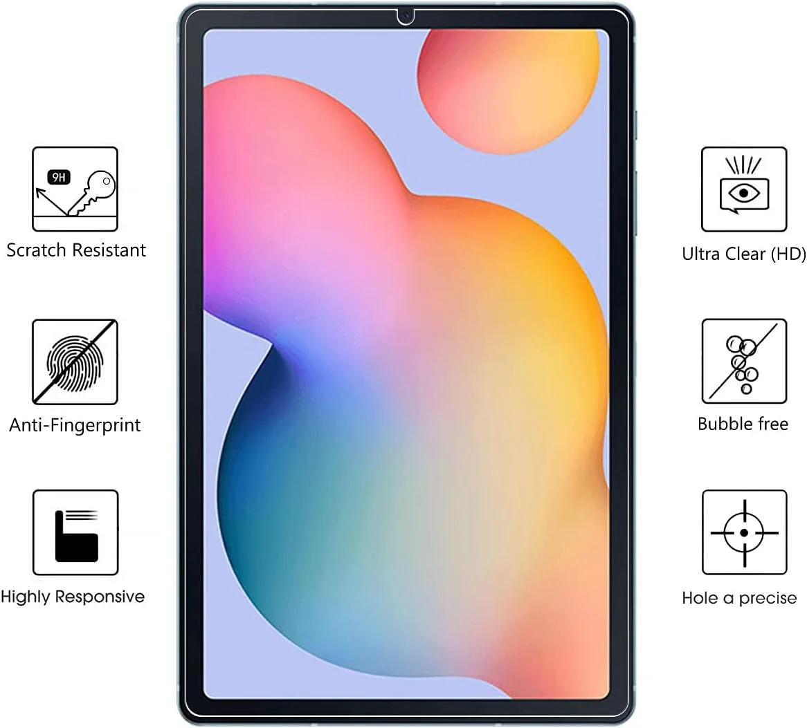 محافظ صفحه نمایش GOZOPO بسته 2 عددی برای تبلت سامسونگ گلکسی تب S6 لایت 10.4 اینچ 2020، 2022، 2024، محافظ صفحه نمایش شیشه ای حرارت دیده