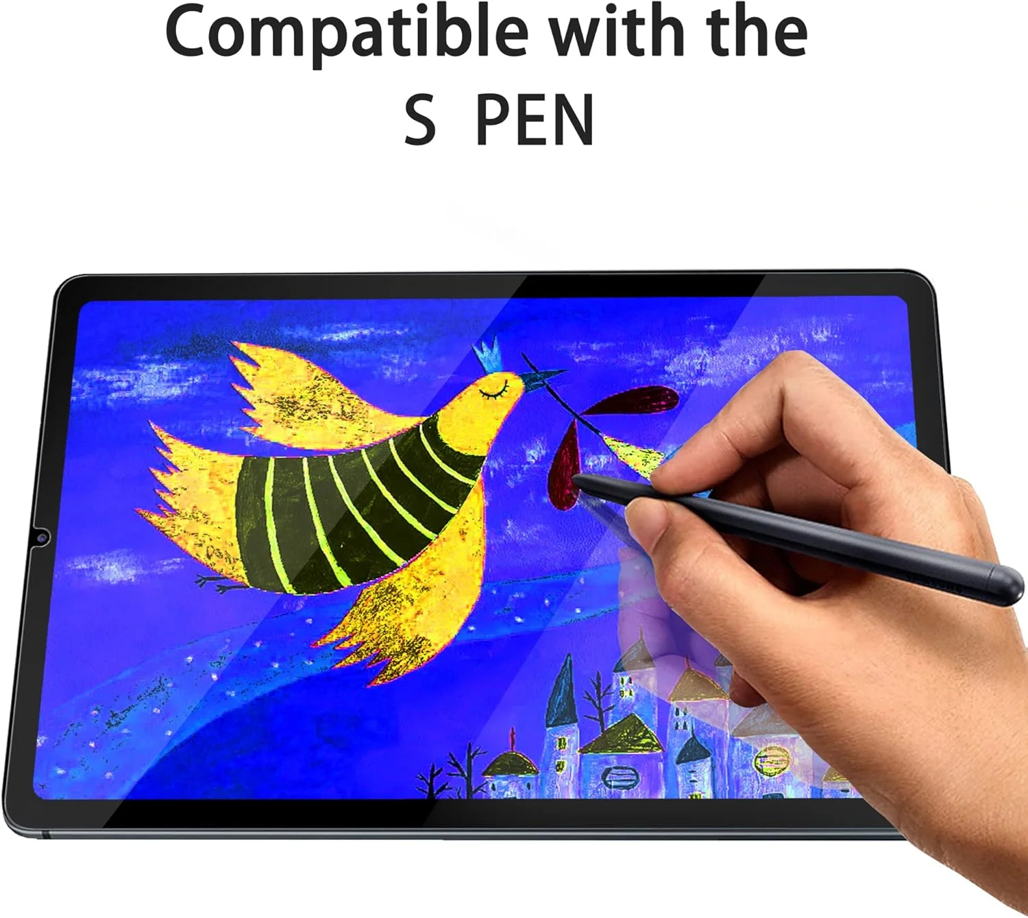 محافظ صفحه نمایش AWH برای تبلت سامسونگ گلکسی تب S6 لایت (مدل: SM-P610/P615)، (بسته 2 عددی) با فیلم شیشه ای حرارت دیده [فوق العاده شفاف] [ضد خش] [ضد اثر انگشت].