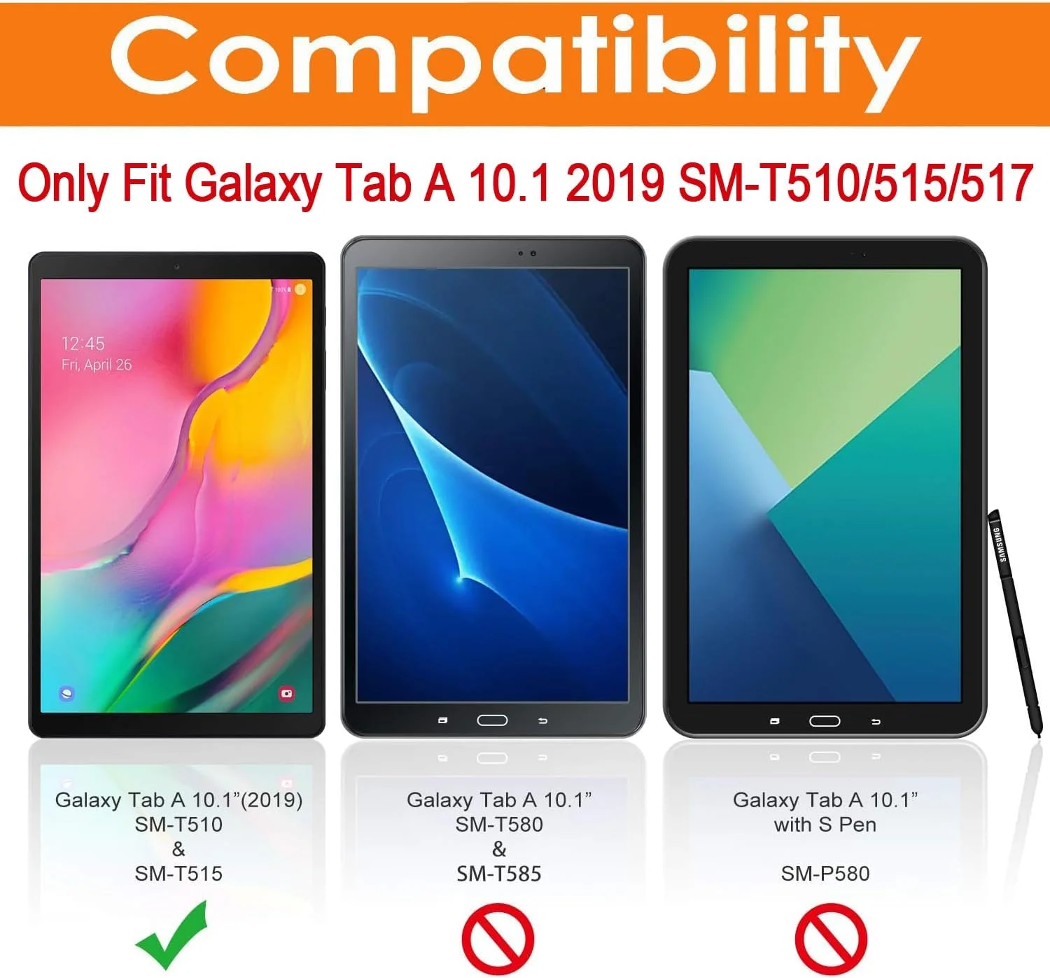 محافظ صفحه نمایش شیشه ای Gjinniuk [بسته 2 عددی] برای تبلت گلکسی تب A 10.1 اینچ 2019 مدل SM-T510/T515/T517، محافظ صفحه نمایش شیشه حرارت دیده برای تبلت سامسونگ تب A 10.1 ضد خش سختی 9H بدون حباب شفاف