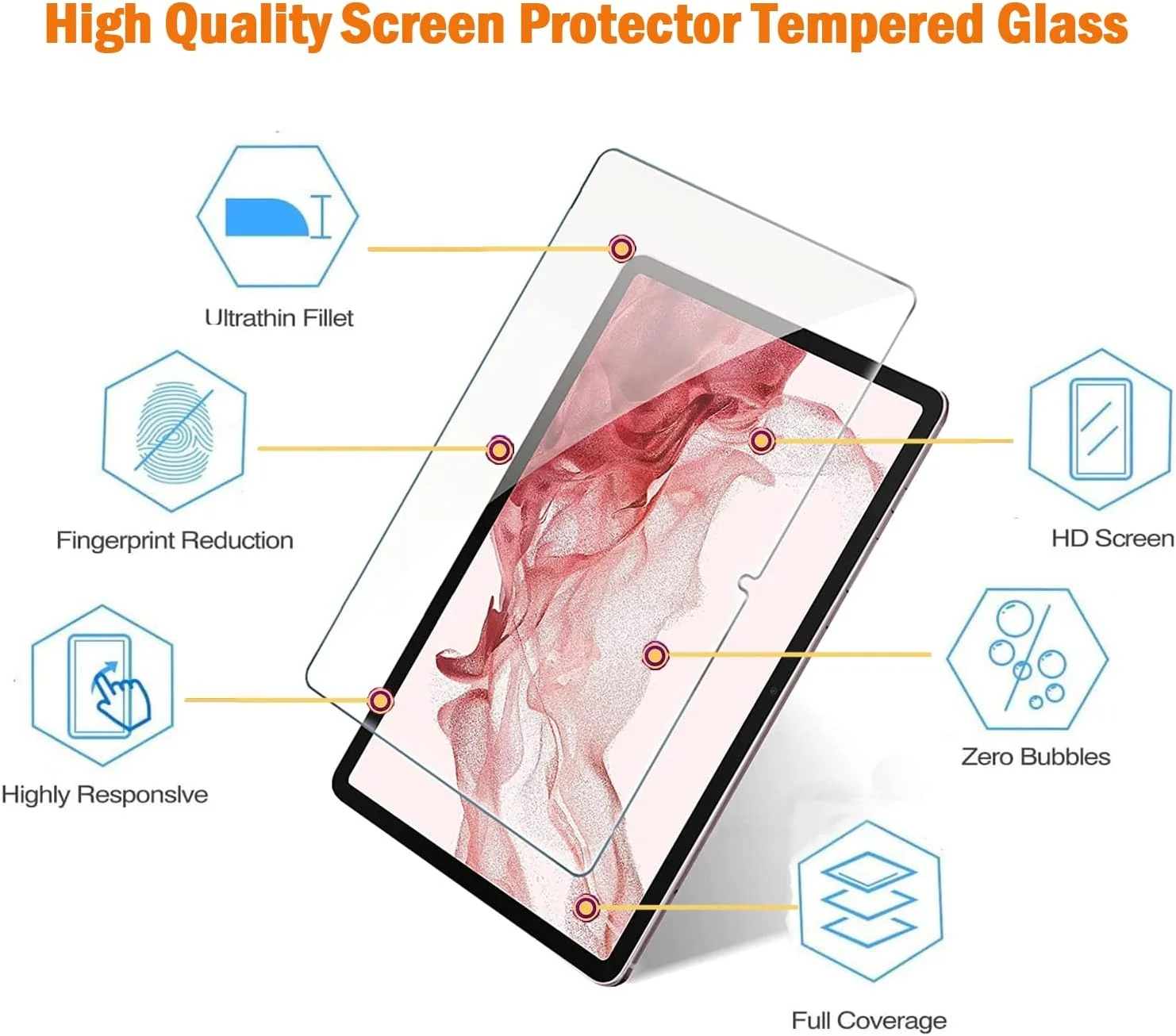 [بسته 2 عددی] محافظ صفحه نمایش سازگار با گلکسی تب S9/S8/S7 11 اینچ، محافظ فیلم شیشه ای حرارت دیده برای تبلت سامسونگ S9 FE 10.9 اینچ نسخه 2023/2022/2020 ضد خش سختی 9H بدون حباب شفاف