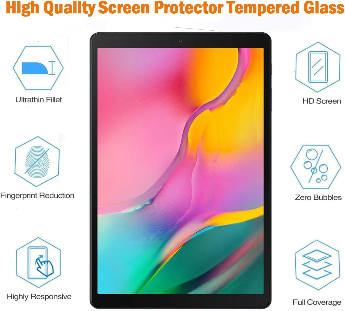 محافظ صفحه نمایش شیشه ای Gjinniuk [بسته 2 عددی] برای تبلت گلکسی تب A 10.1 اینچ 2019 مدل SM-T510/T515/T517، محافظ صفحه نمایش شیشه حرارت دیده برای تبلت سامسونگ تب A 10.1 ضد خش سختی 9H بدون حباب شفاف