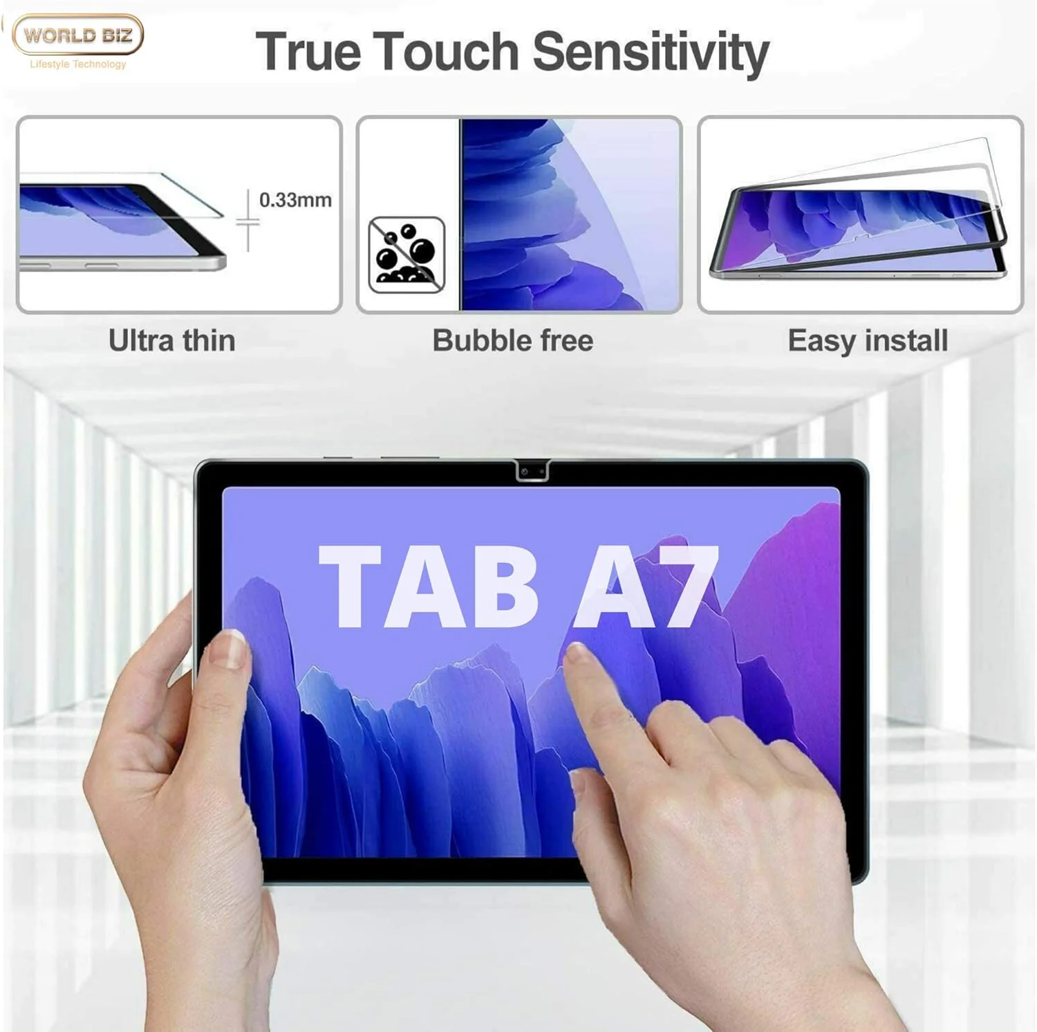 محافظ صفحه نمایش [بسته 2 عددی] ورلد بیز برای تبلت سامسونگ گلکسی تب A7 10.4 اینچ 2020 مدل SM-T500/T505/T507، شیشه حرارت دیده، سختی 9H، مقاوم در برابر شکستن، کیفیت بالا برای گلکسی تب A7 10.4 اینچ