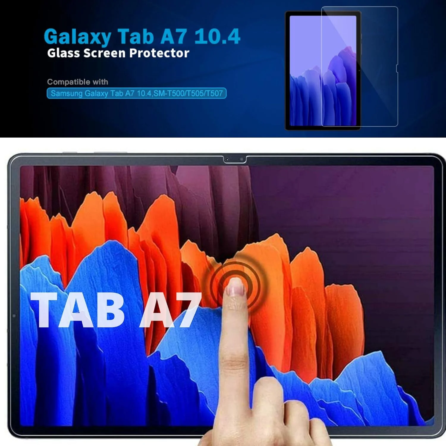 محافظ صفحه نمایش [بسته 2 عددی] ورلد بیز برای تبلت سامسونگ گلکسی تب A7 10.4 اینچ 2020 مدل SM-T500/T505/T507، شیشه حرارت دیده، سختی 9H، مقاوم در برابر شکستن، کیفیت بالا برای گلکسی تب A7 10.4 اینچ