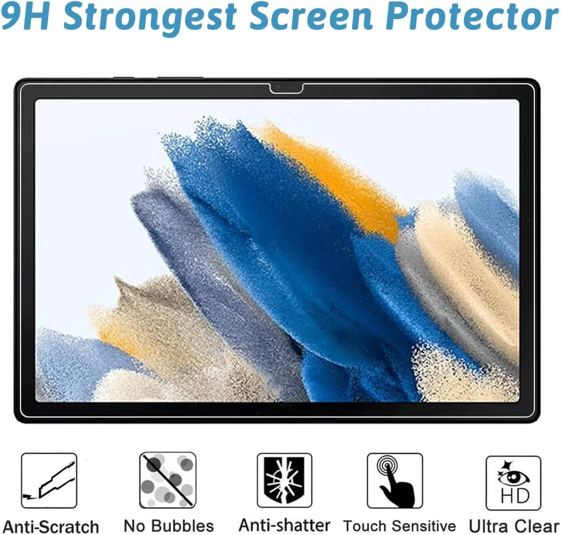 محافظ صفحه نمایش GOZOPO (بسته 2 عددی) سازگار با تبلت سامسونگ گلکسی تب A8 10.5 اینچ مدل SM-X200/SM-X205، فیلم شیشه ای حرارت دیده با سختی 9H برای تبلت سامسونگ گلکسی تب A8 10.5 اینچ
