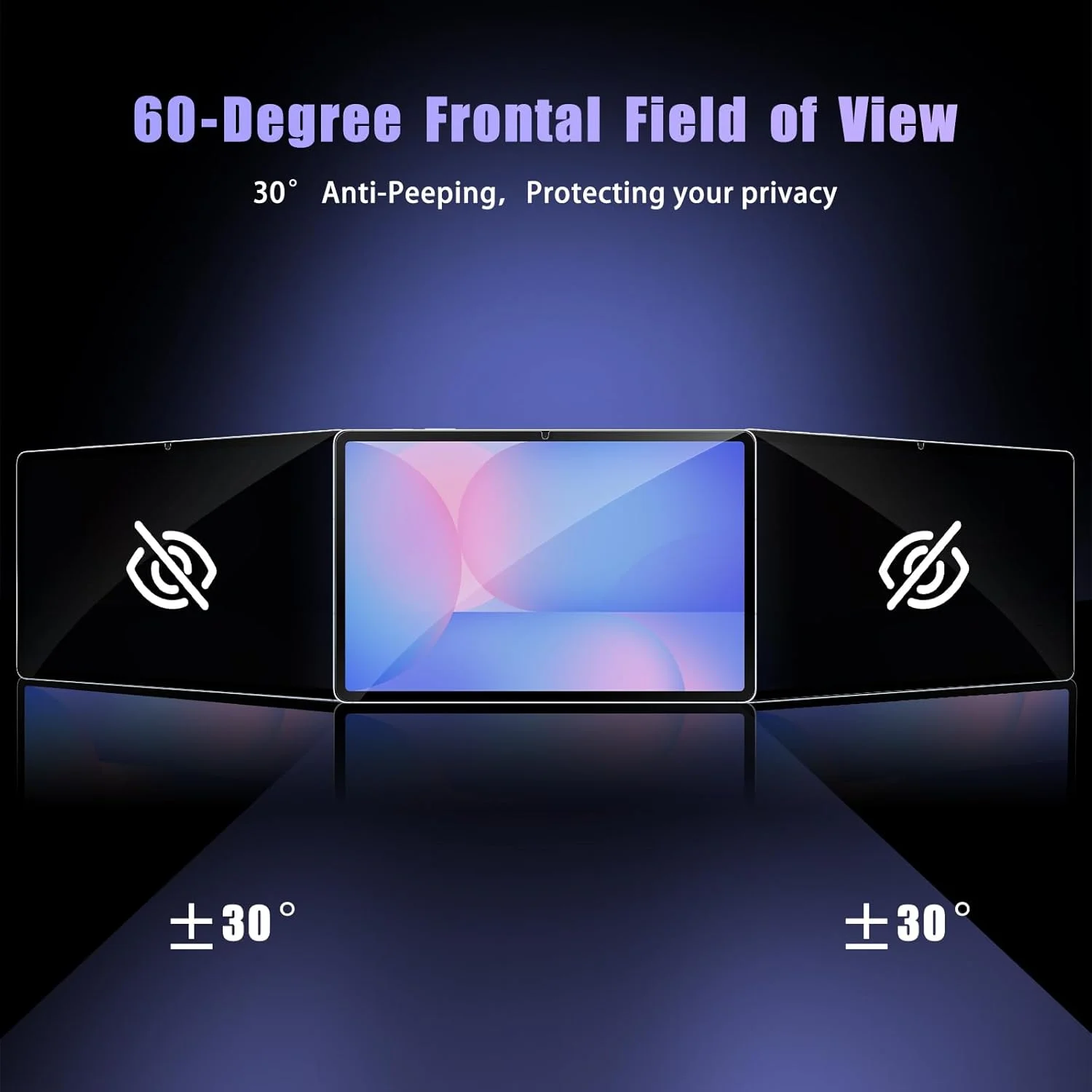 محافظ صفحه نمایش حریم خصوصی 180 درجه ToVioc برای Samsung Galaxy Tab S10 FE/S7/S8، فیلم سخت شده تبلت با سختی 9H، محافظ صفحه نمایش ضد جاسوسی برای Galaxy Tab S10 FE/S7/S8