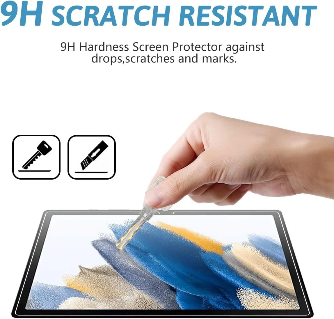 محافظ صفحه نمایش GOZOPO (بسته 2 عددی) سازگار با تبلت سامسونگ گلکسی تب A8 10.5 اینچ مدل SM-X200/SM-X205، فیلم شیشه ای حرارت دیده با سختی 9H برای تبلت سامسونگ گلکسی تب A8 10.5 اینچ
