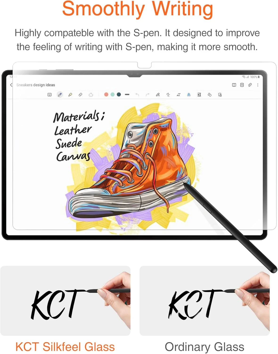 محافظ صفحه نمایش شیشه ای مات Silkfeel KCT برای تبلت سامسونگ گلکسی تب S9 Ultra / S8 Ultra سایز 14.6 اینچ مدل 2023/2022 (SM-X900/SM-X906/SM-X916B) [ابزار تراز خودکار] [شیشه حرارت دیده]